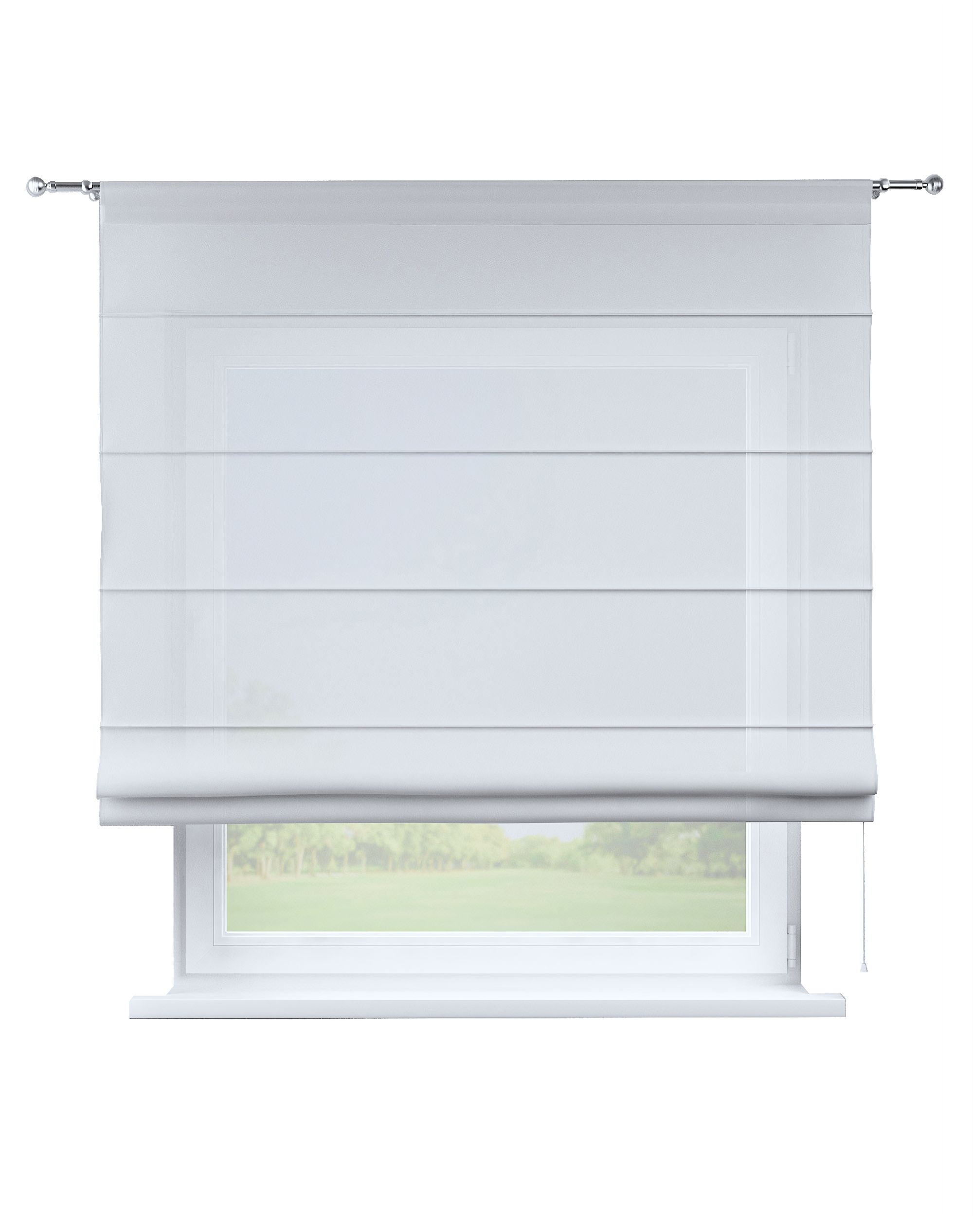 Store romain Torino couleur blanc tissu semi-transparent, tresse