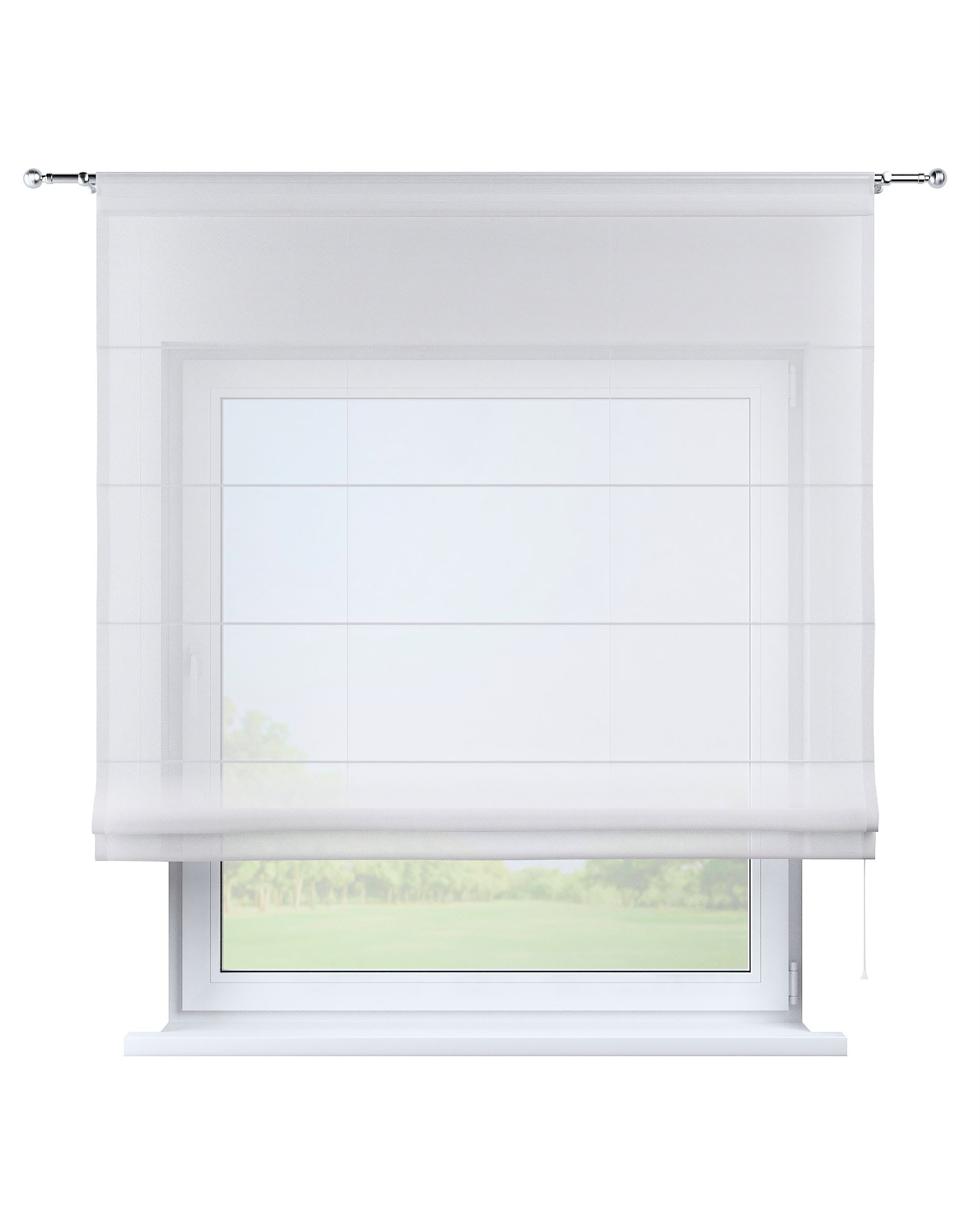 Store bateau en voile Séville couleur crème tissu semi-transparent, tresse