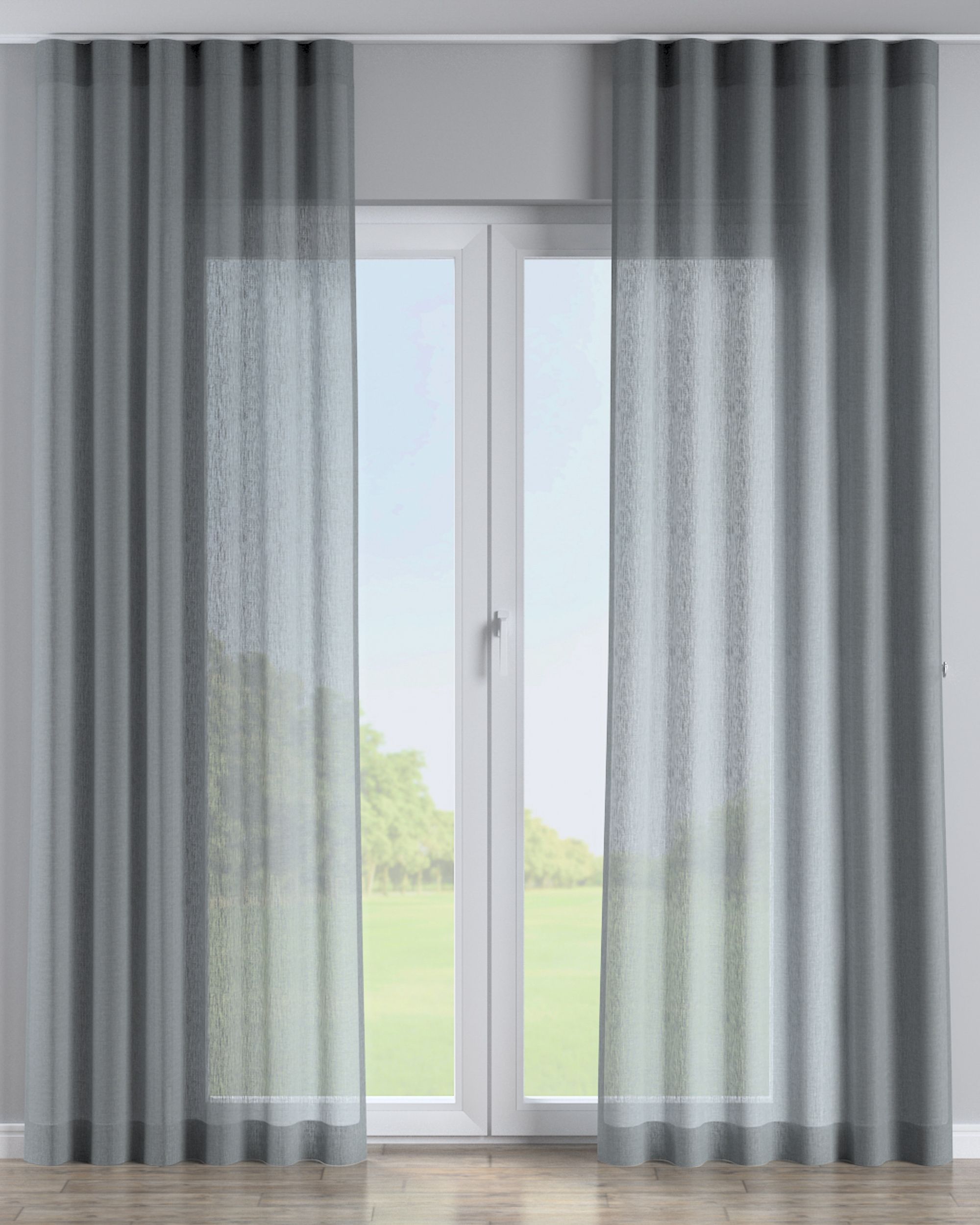 Rideau sur le ruban wave couleur vert tissu semi-transparent, tresse