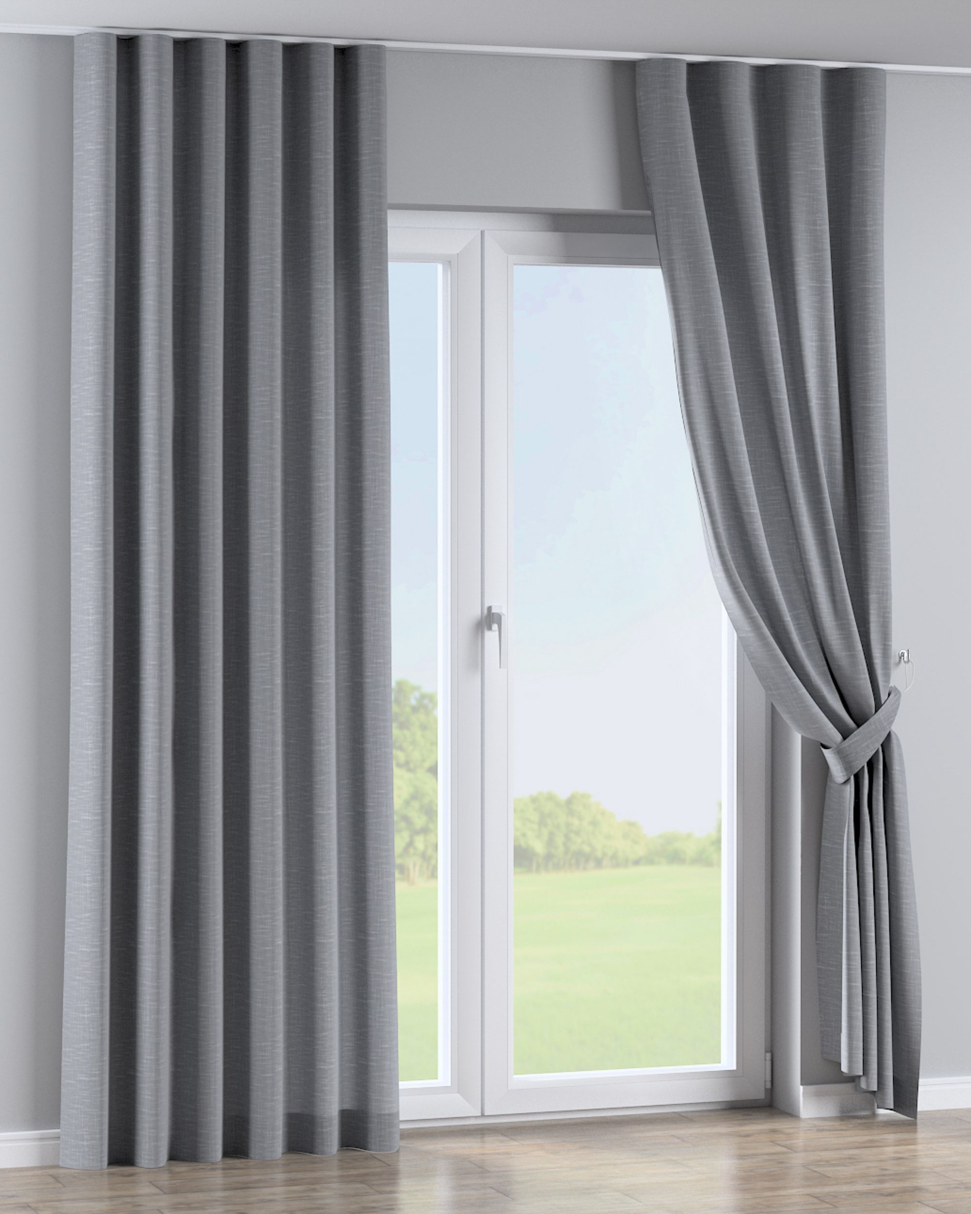 Rideau sur le ruban wave couleur gris tissu tresse (hover)