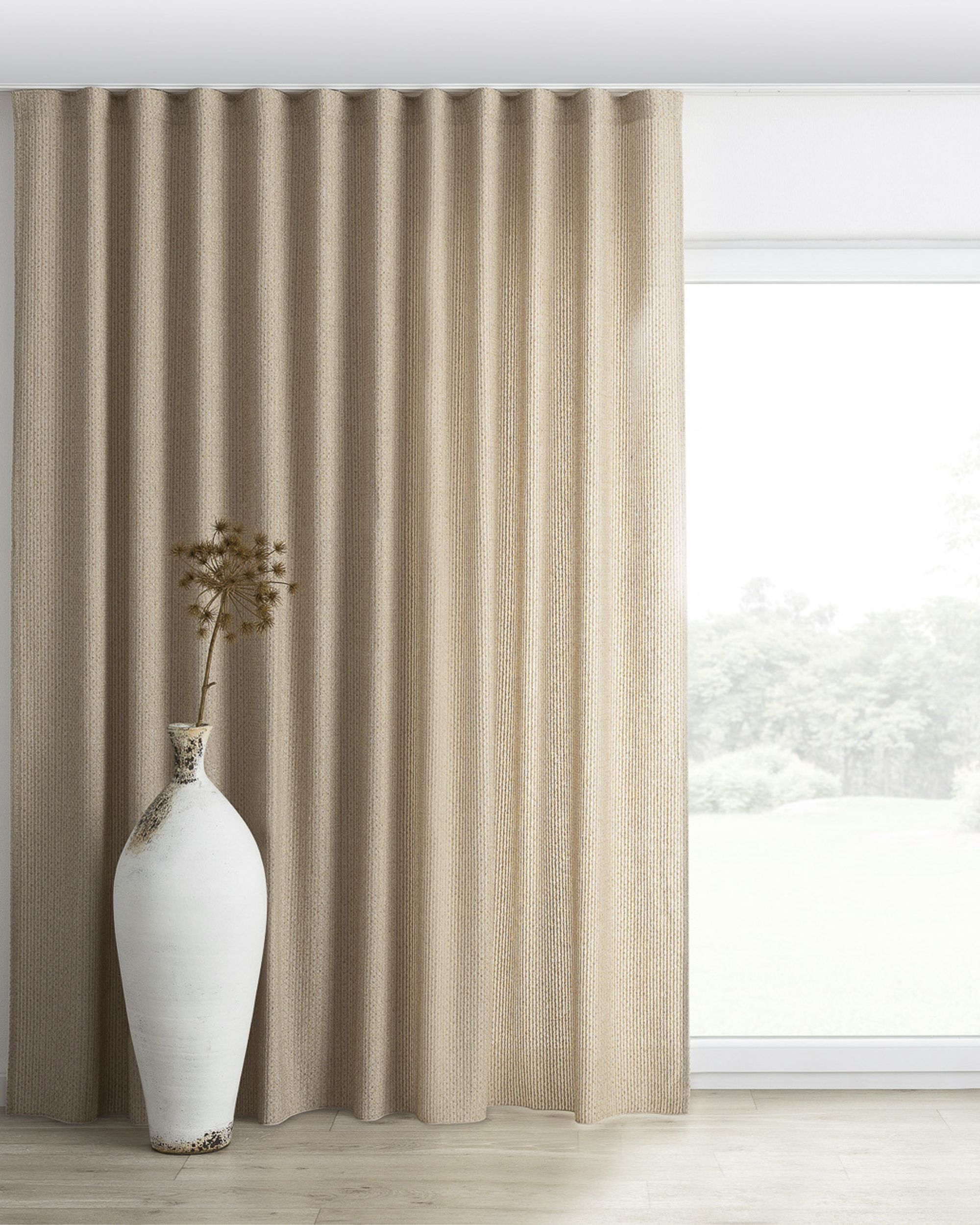 Rideau sur le ruban wave couleur beige tissu tresse