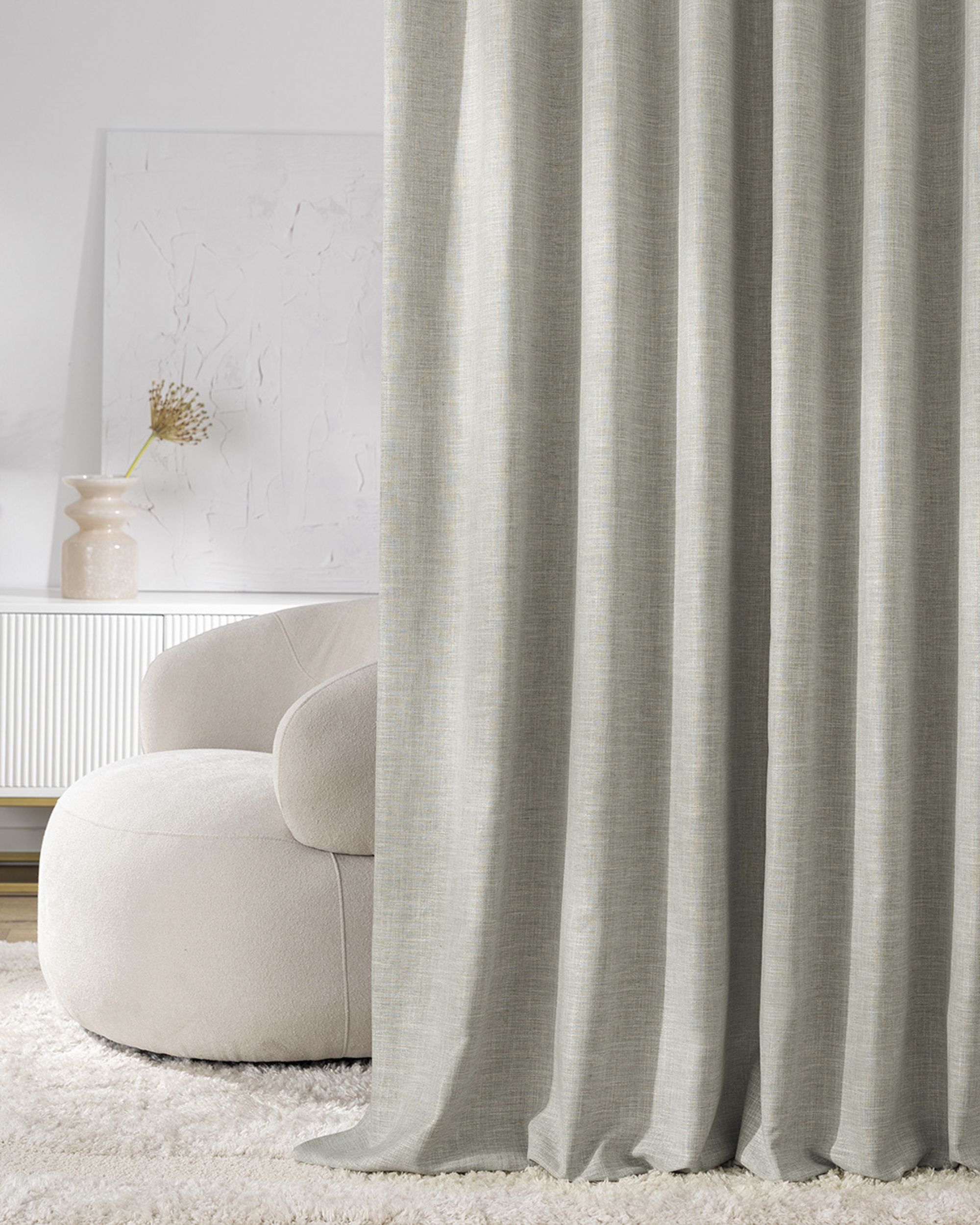 Rideau sur le ruban wave couleur gris tissu tresse (hover)