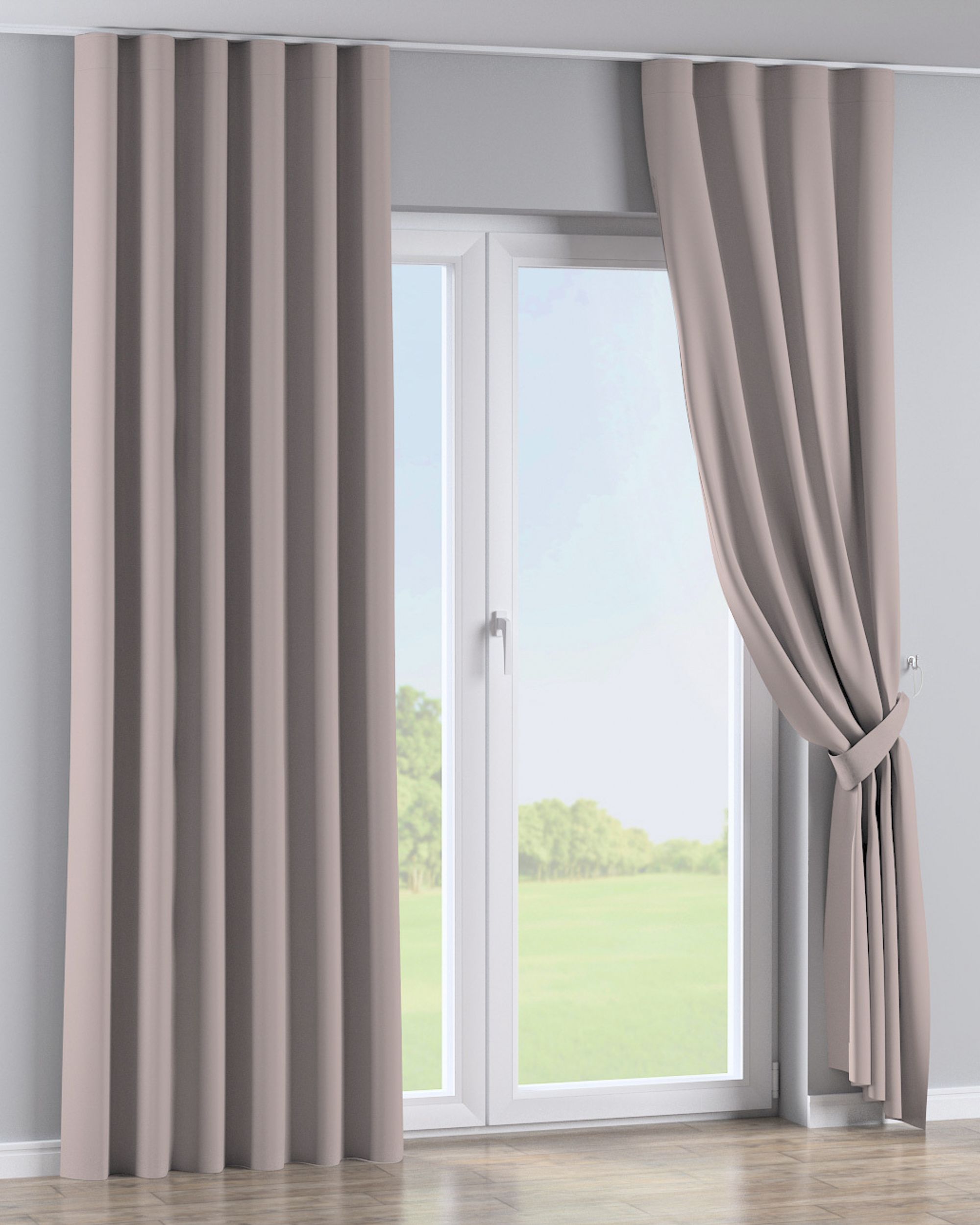 Rideau sur le ruban wave couleur beige tissu black-out (hover)