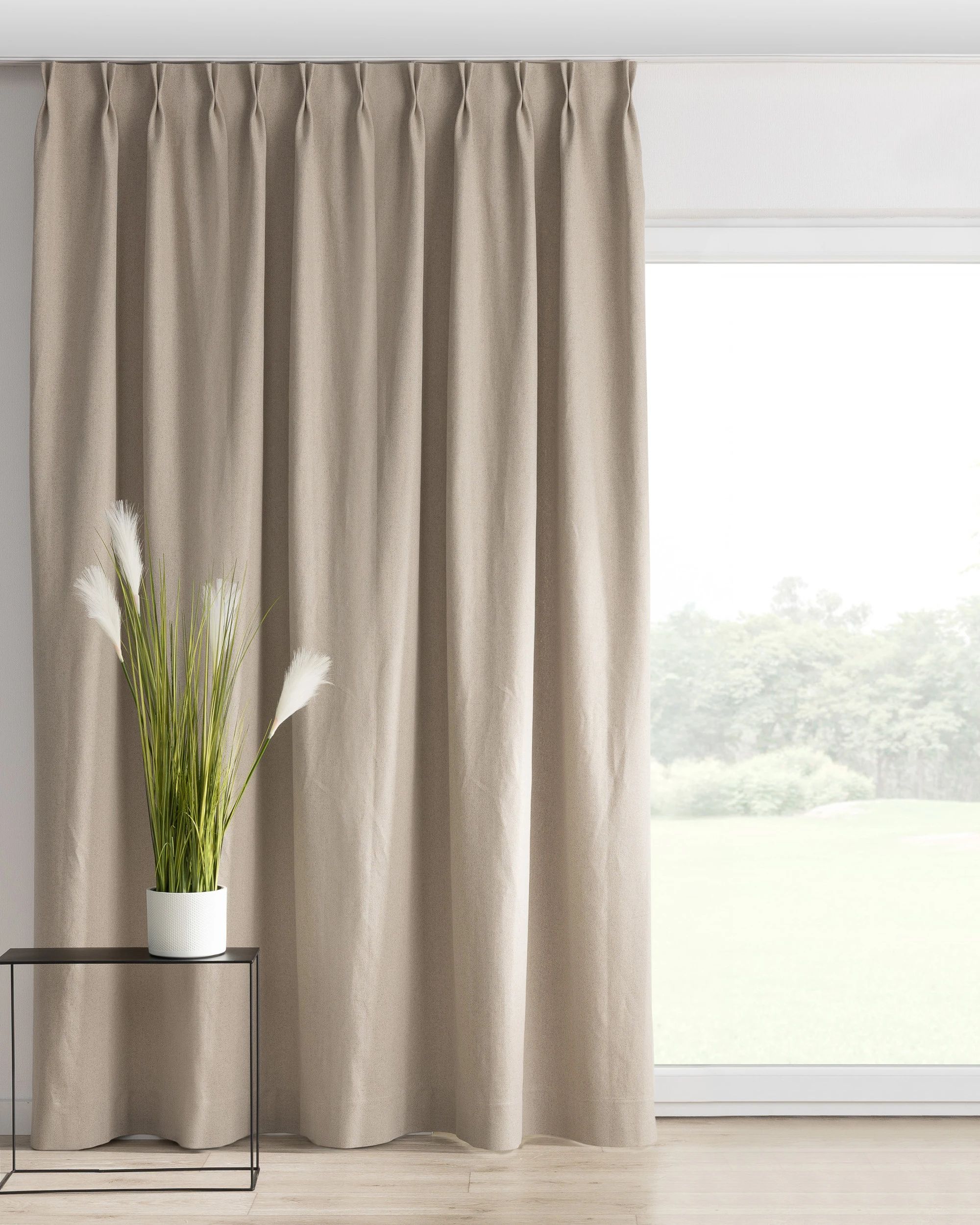 Rideau avec crochets flex doubles couleur beige tissu tresse