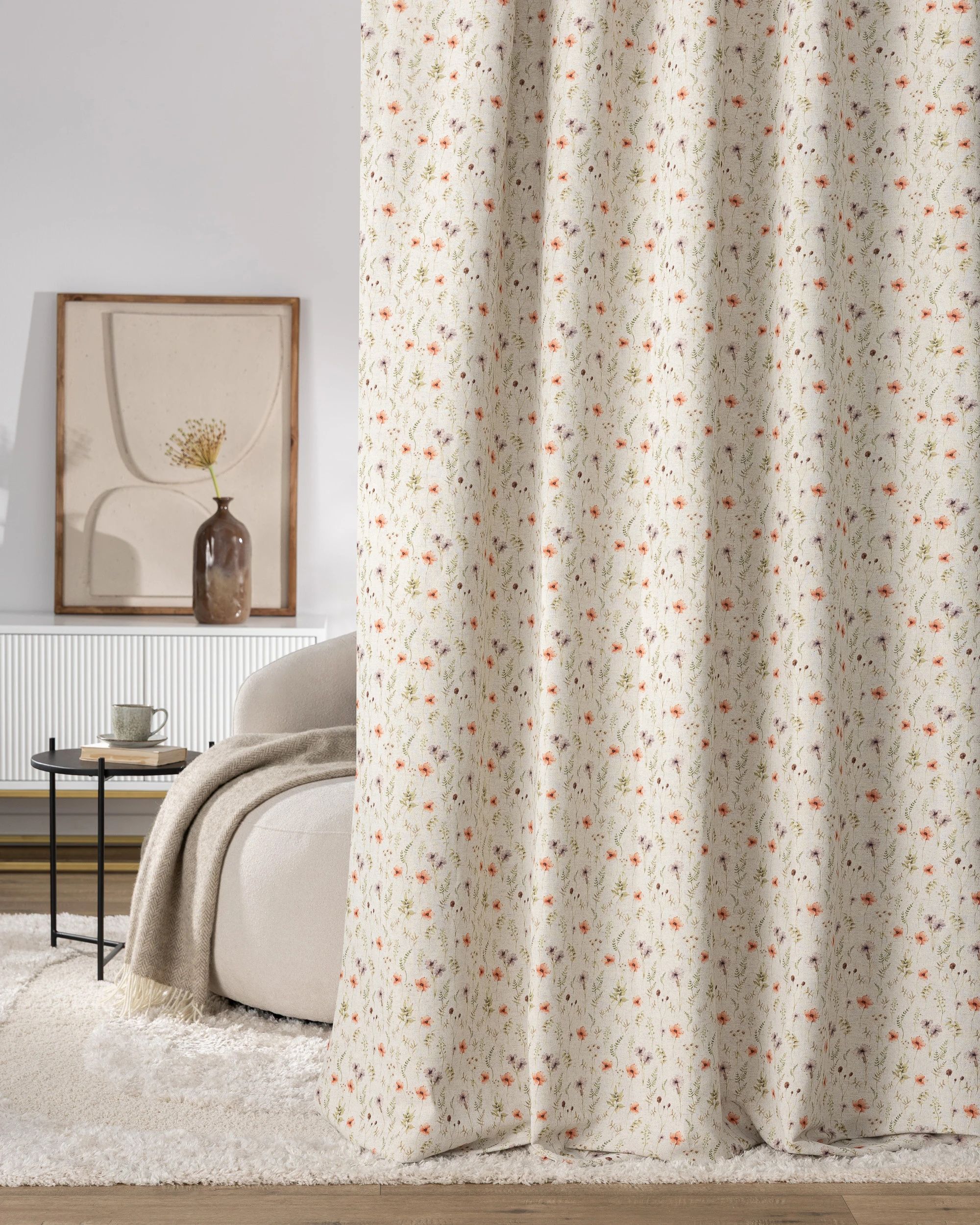 Rideau avec crochets flex doubles couleur multicolore tissu tresse, à motifs (hover)