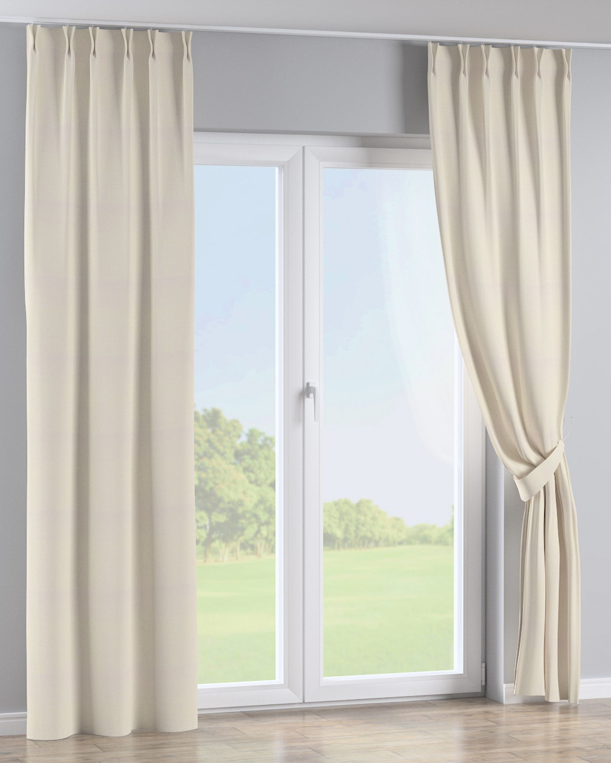 Rideau avec crochets flex doubles couleur beige tissu black-out (hover)