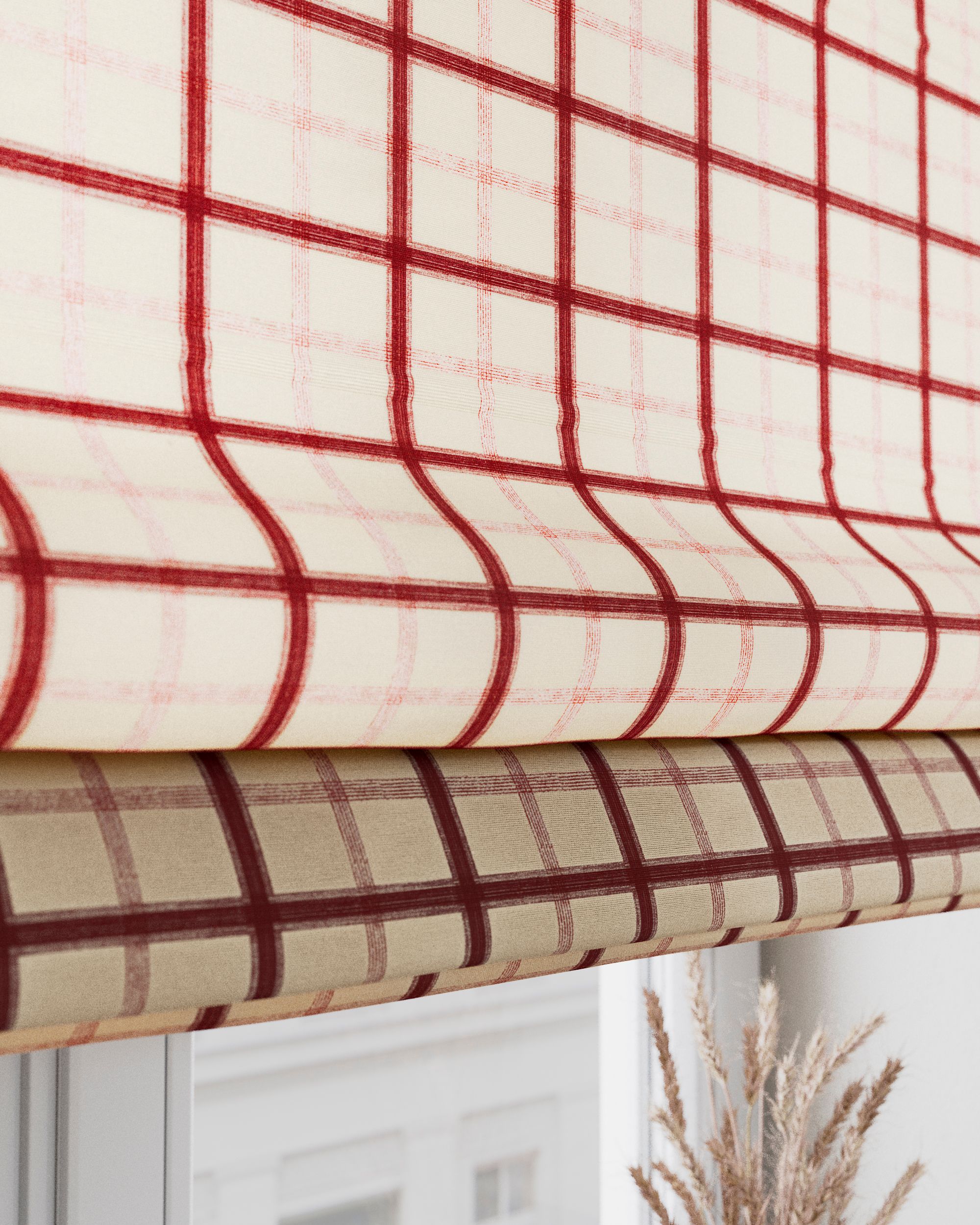 Store romain Bari couleur rouge tissu à motifs (hover)