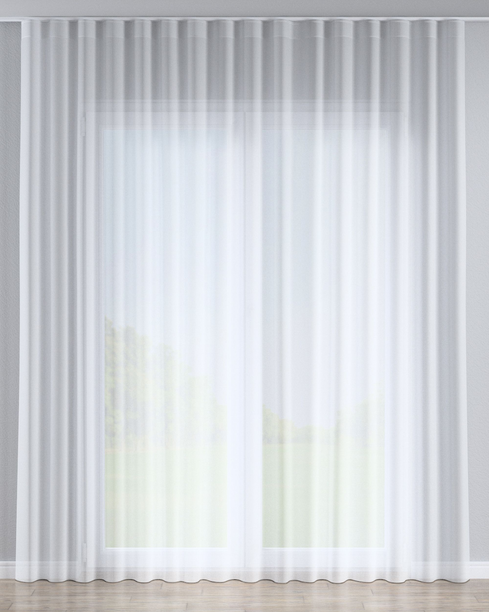 Voilage sur la ruban WAVE couleur blanc tissu semi-transparent, tresse