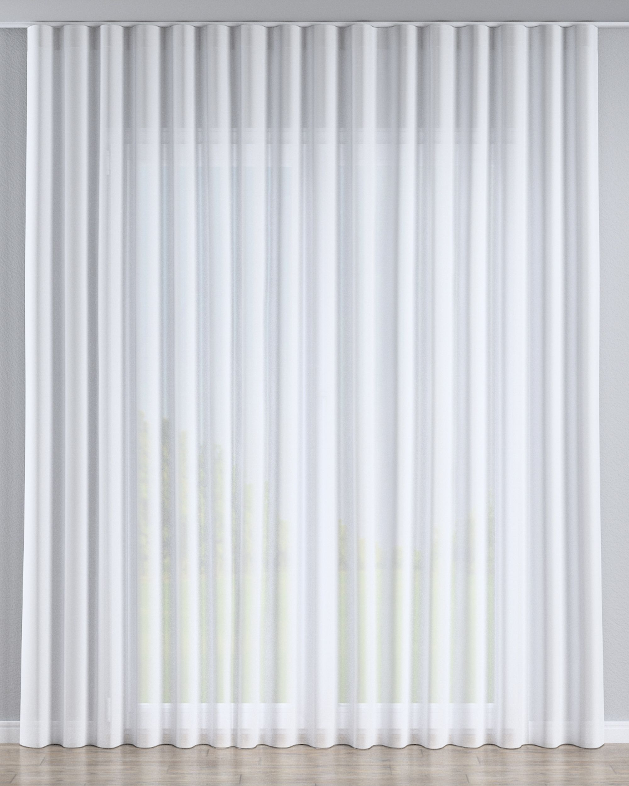 Voilage sur la ruban WAVE couleur blanc tissu semi-transparent, tresse