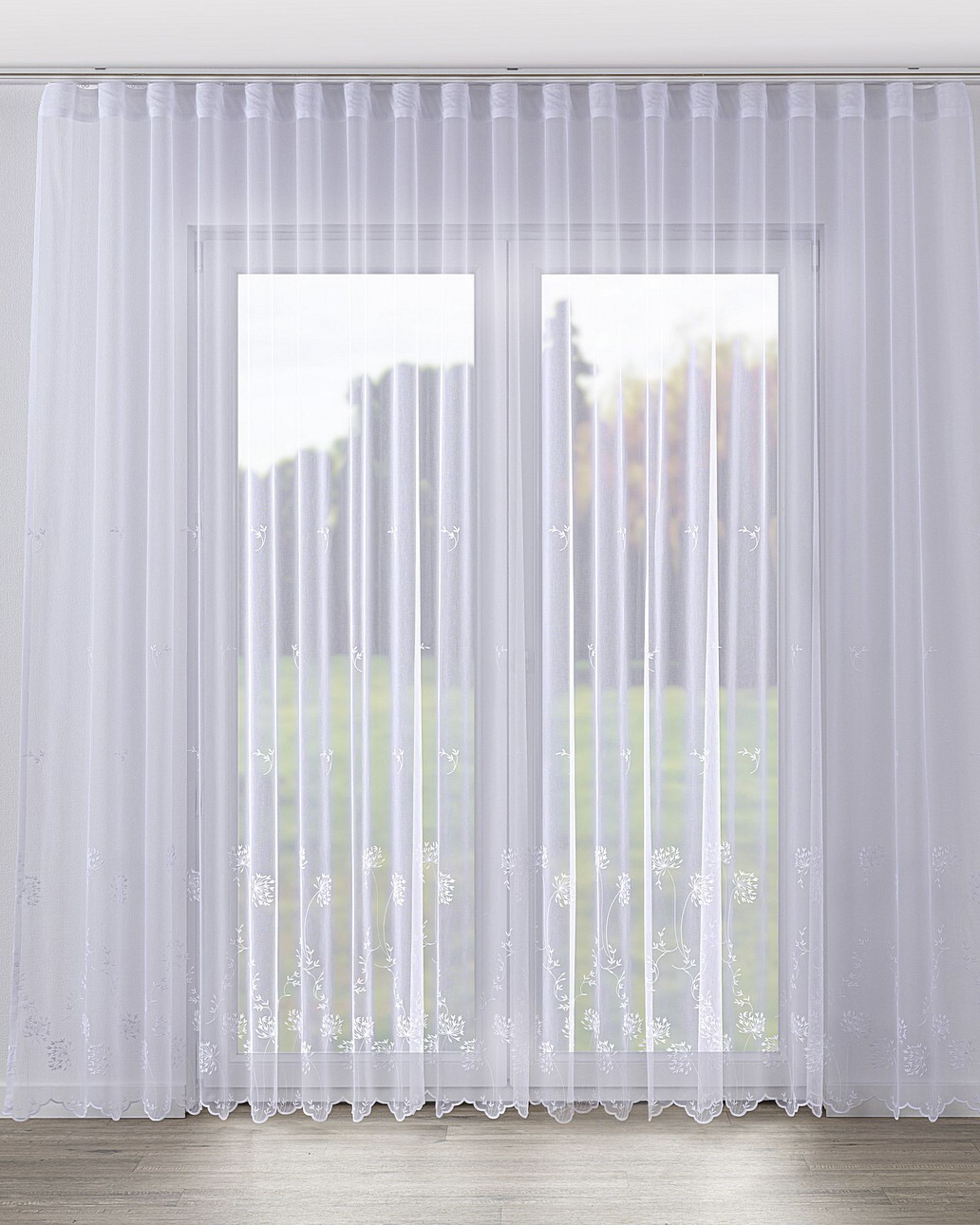 Voilage sur la ruban WAVE couleur blanc tissu semi-transparent, tresse, à motifs
