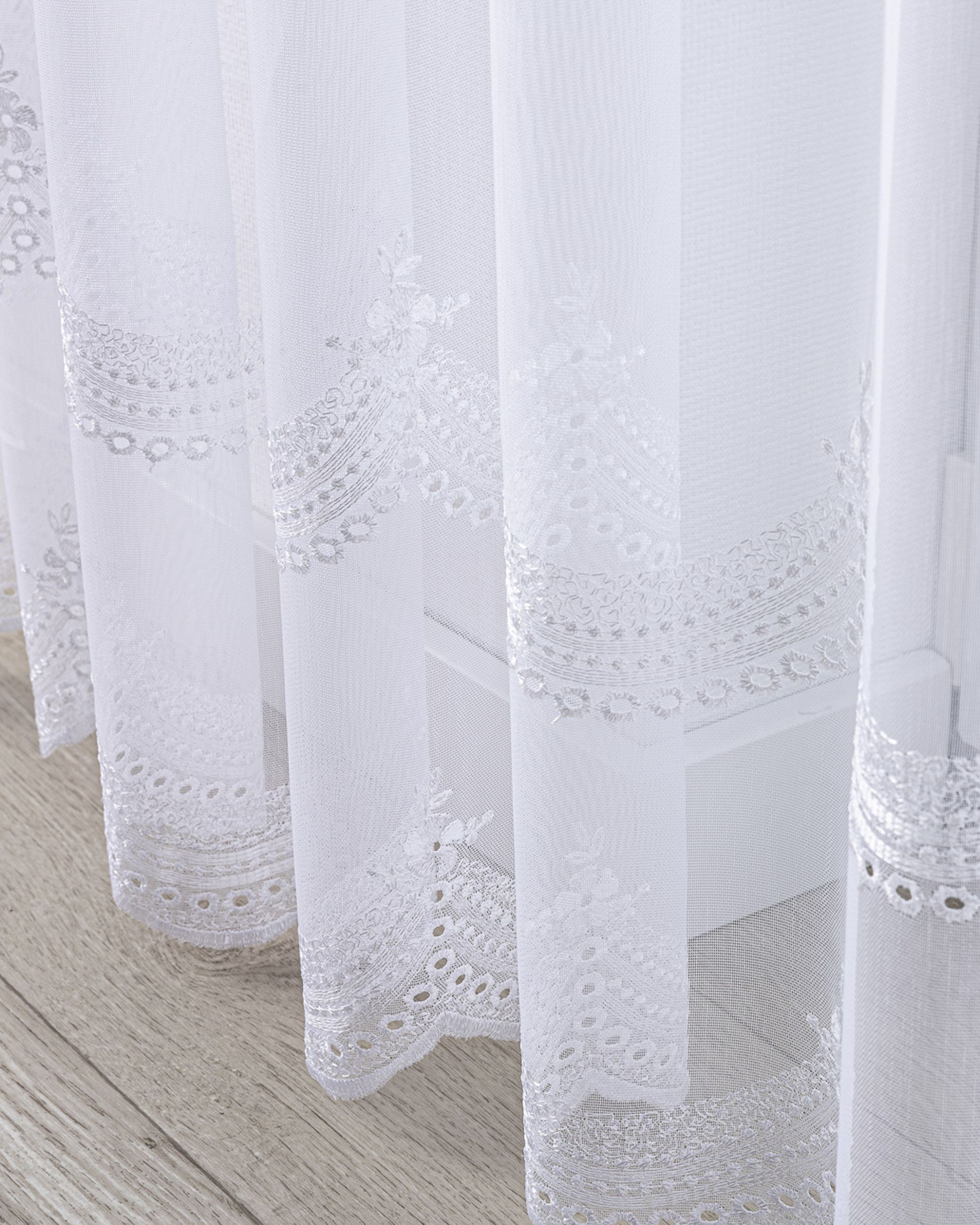 Voilage sur la ruban WAVE couleur blanc tissu semi-transparent, tresse, à motifs (hover)
