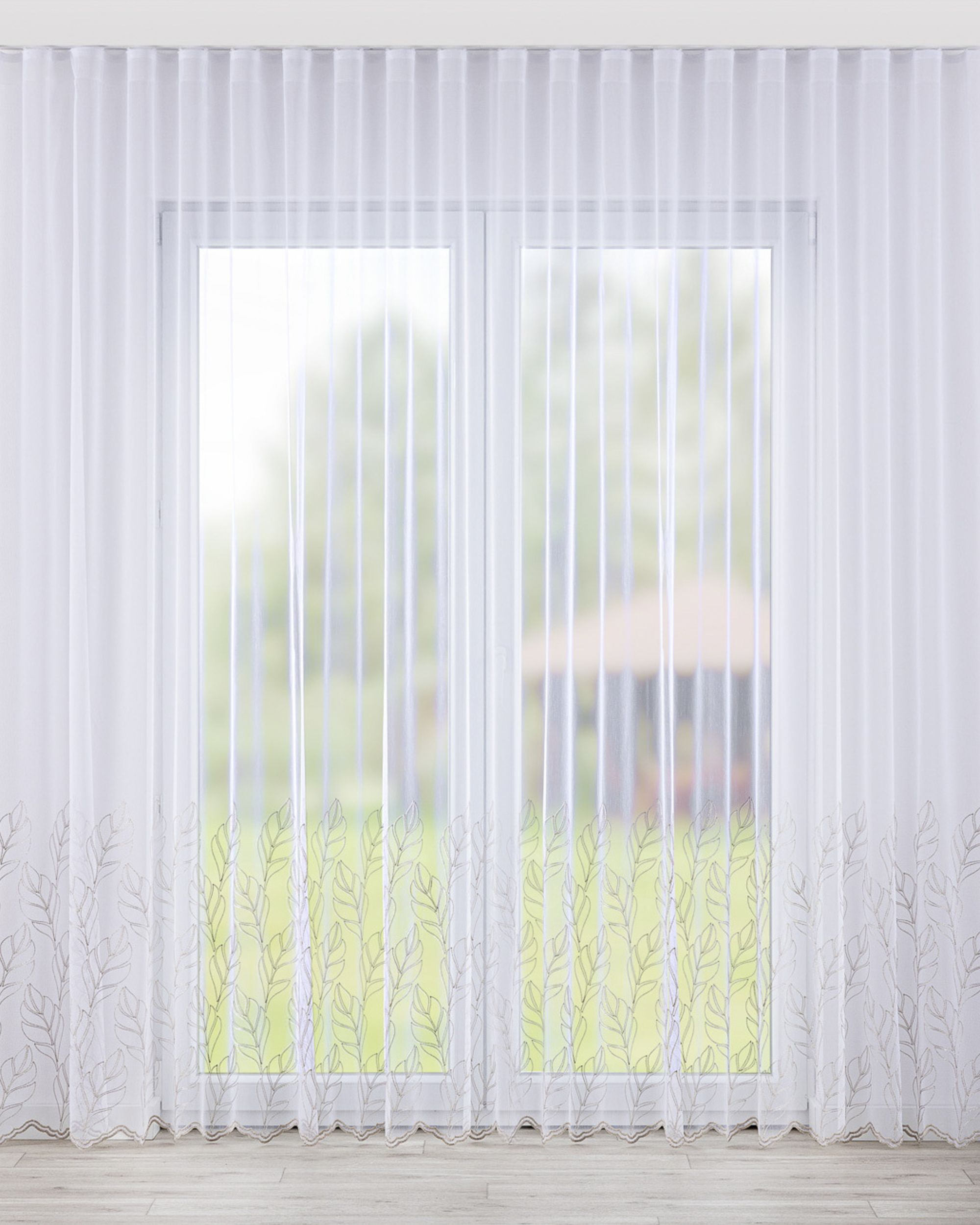 Voilage sur la ruban WAVE couleur blanc tissu semi-transparent, tresse, à motifs