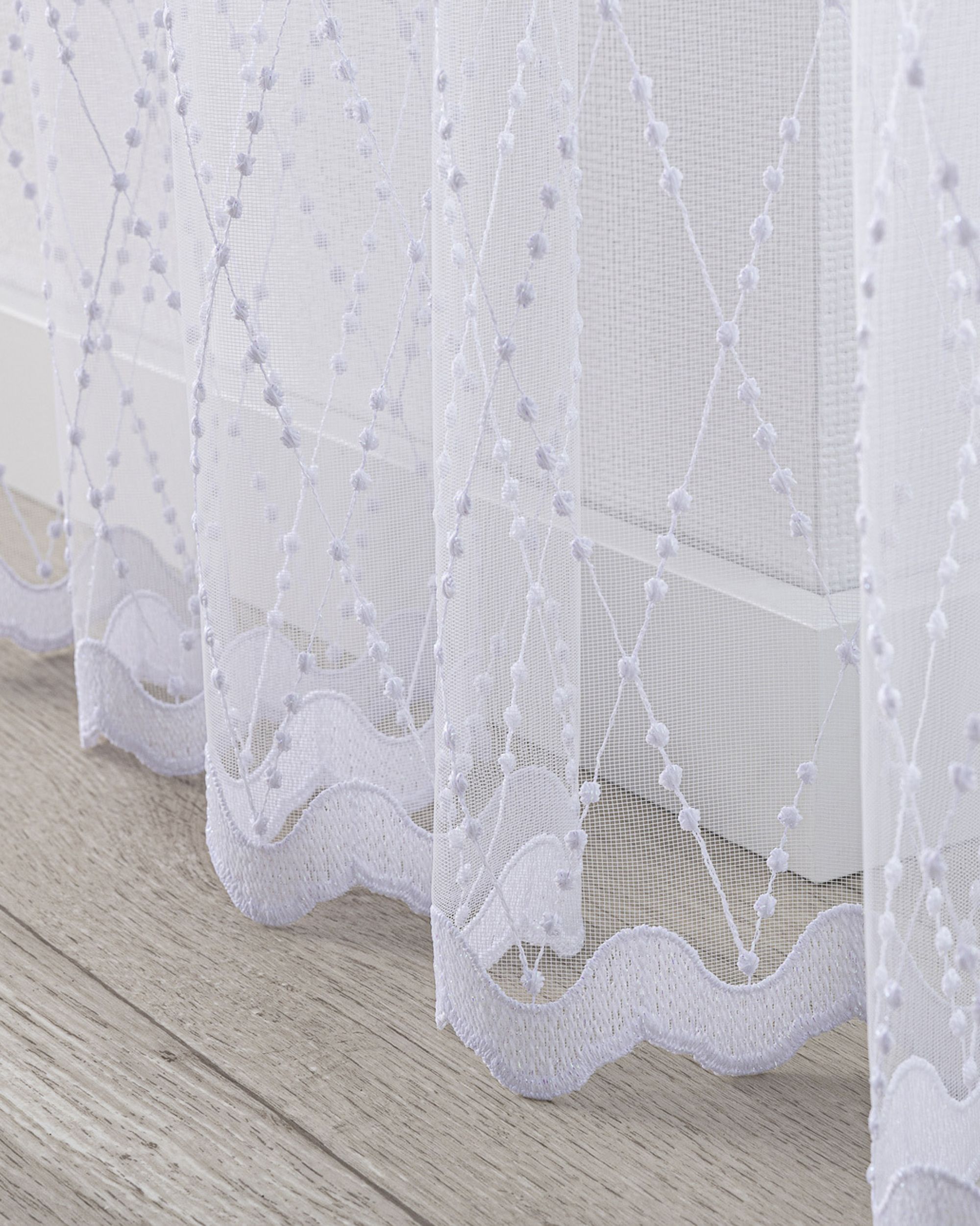 Voilage sur la ruban WAVE couleur blanc tissu semi-transparent, tresse, à motifs (hover)