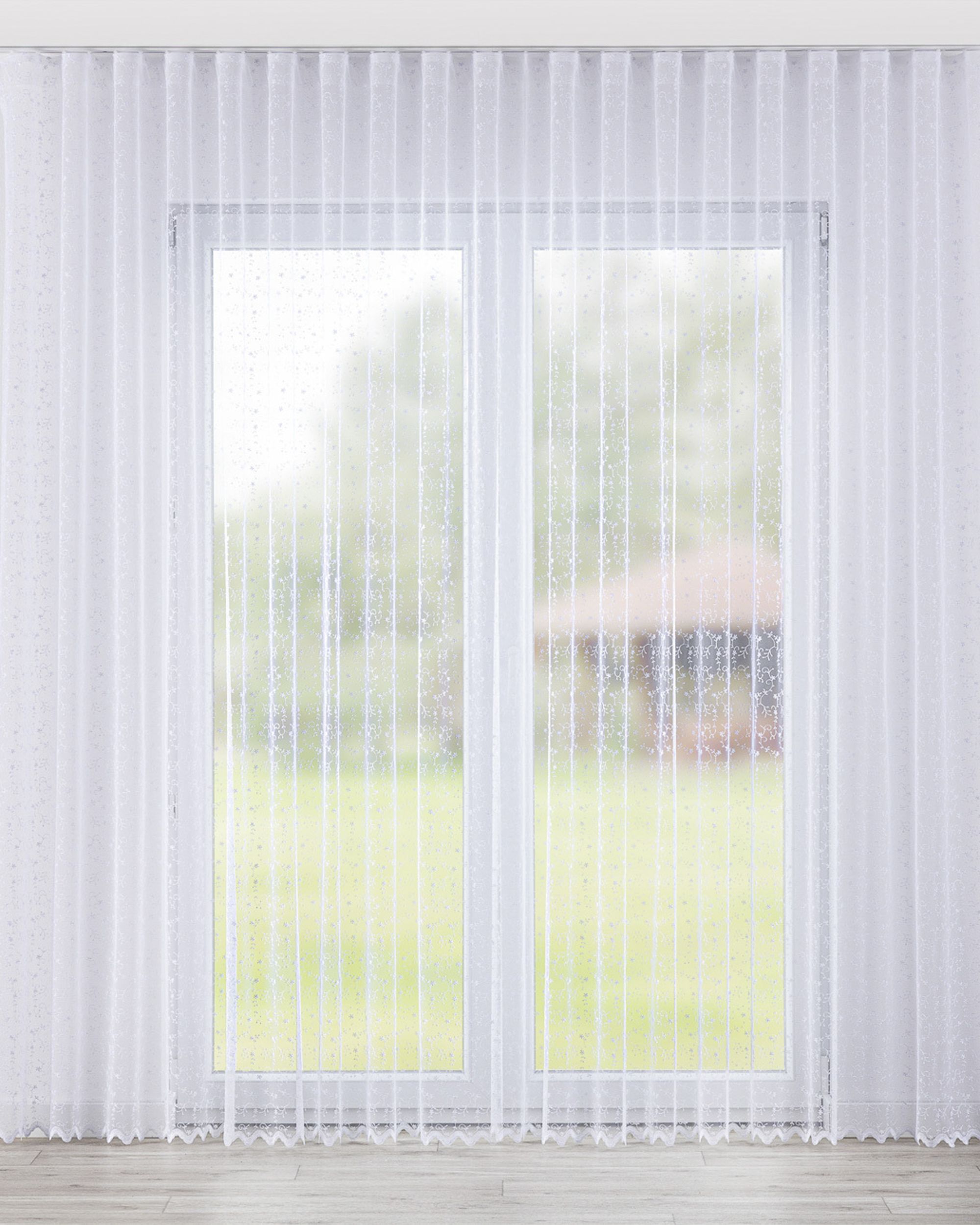 Voilage sur la ruban WAVE couleur blanc tissu semi-transparent, tresse, à motifs