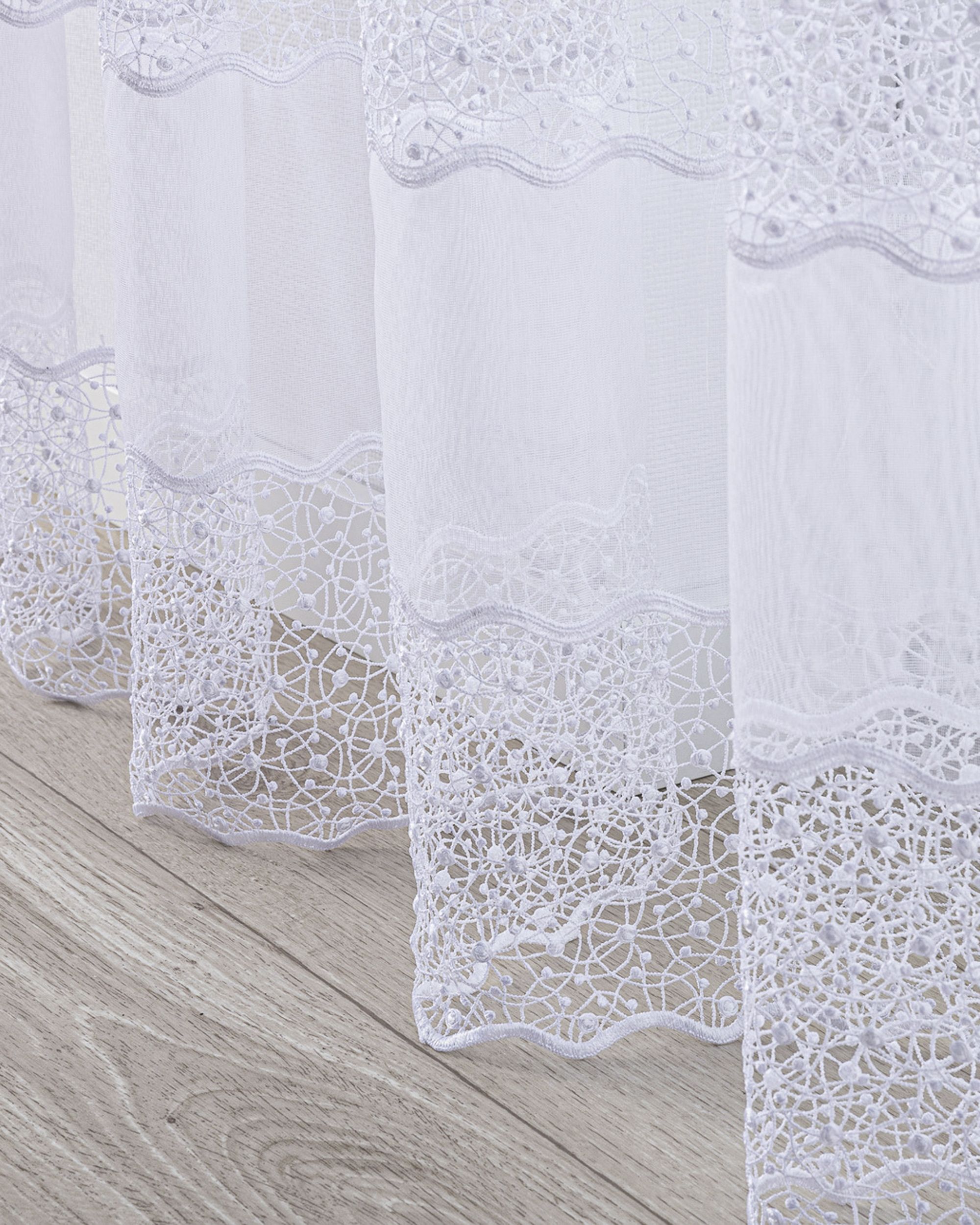 Voilage sur la ruban WAVE couleur blanc tissu semi-transparent, tresse, à motifs (hover)