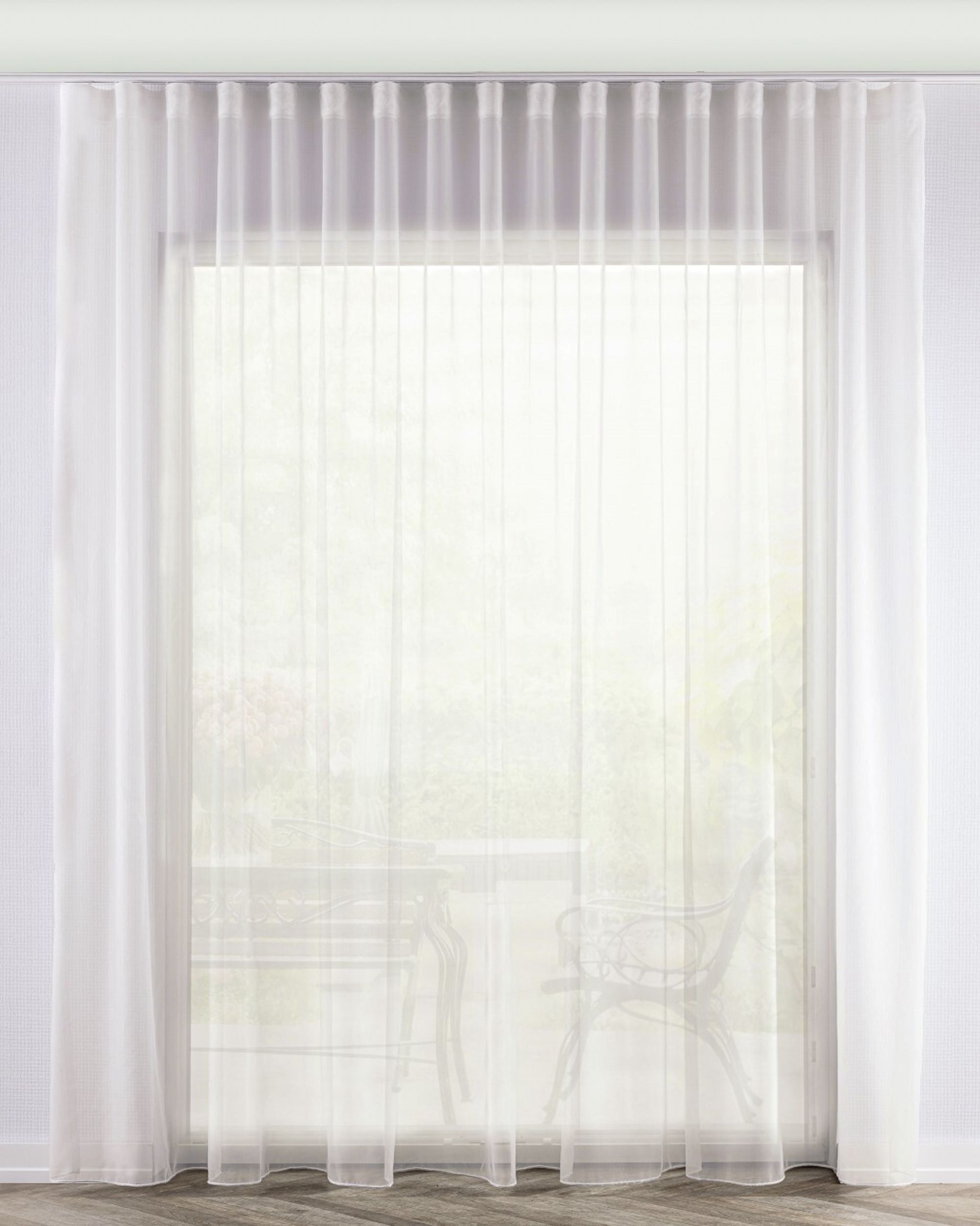 Voilage sur la ruban WAVE couleur crème tissu semi-transparent, brillant