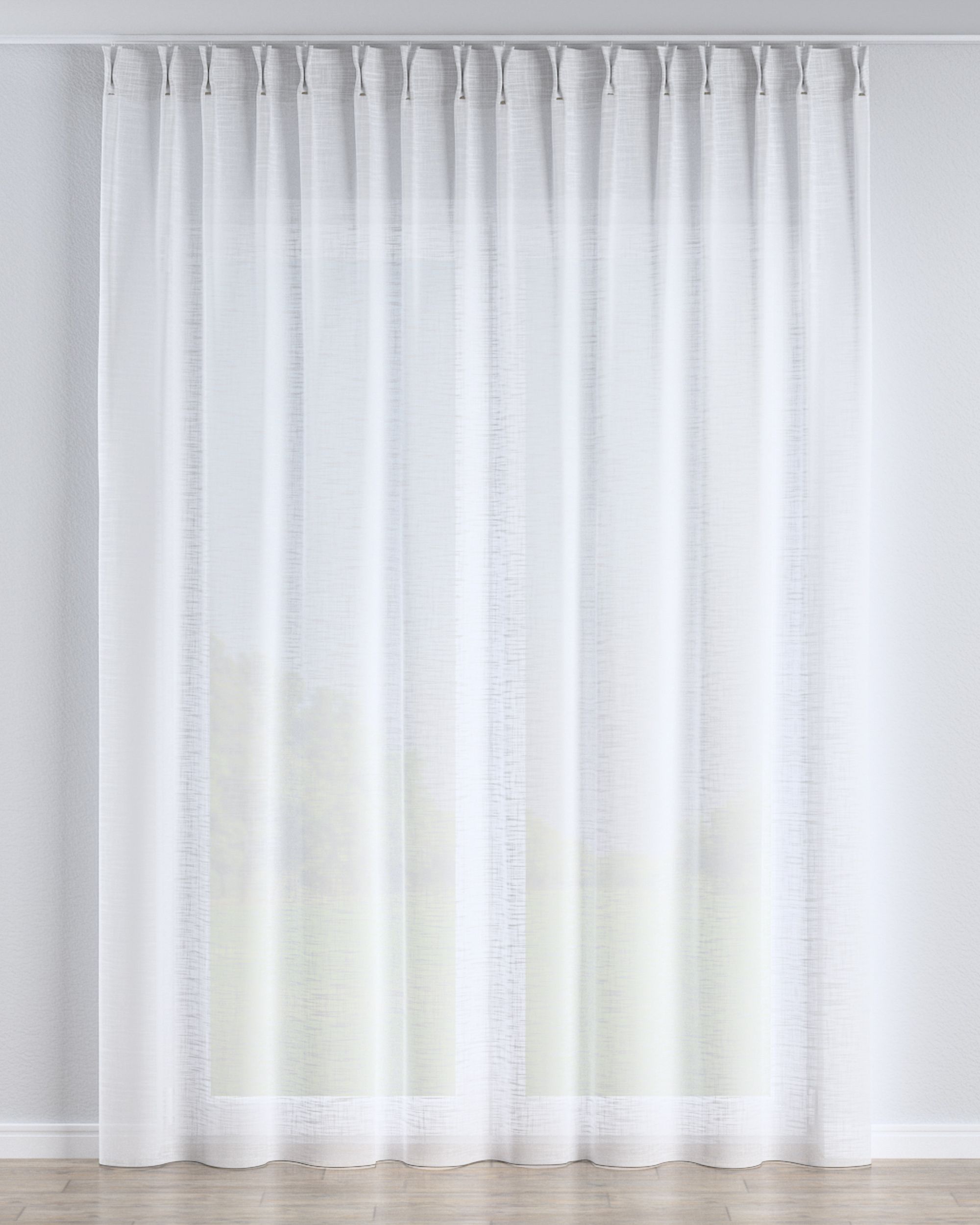 Voilage sur les crochets flex doubles couleur blanc tissu semi-transparent, tresse
