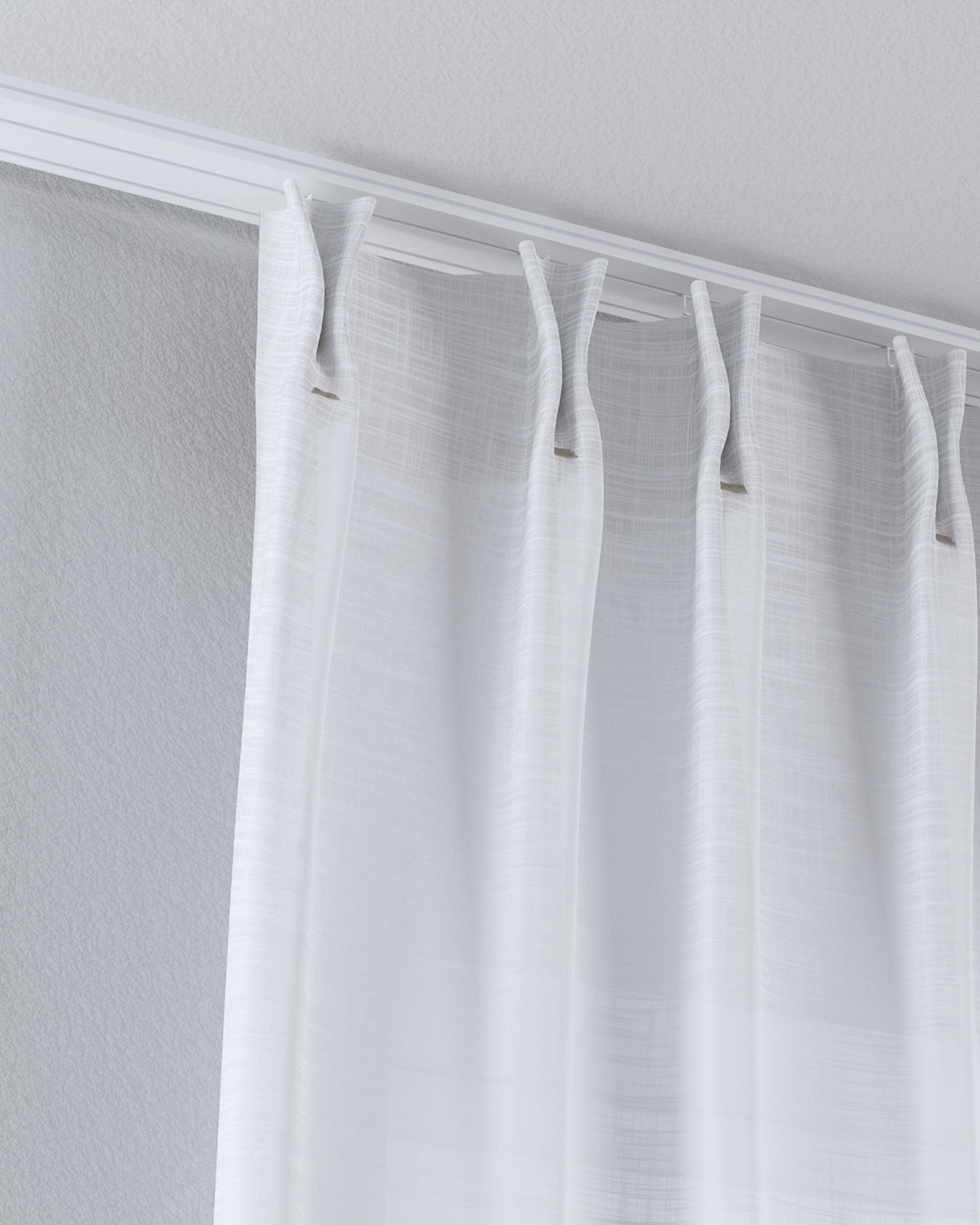 Voilage sur les crochets flex doubles couleur blanc tissu semi-transparent, tresse (hover)