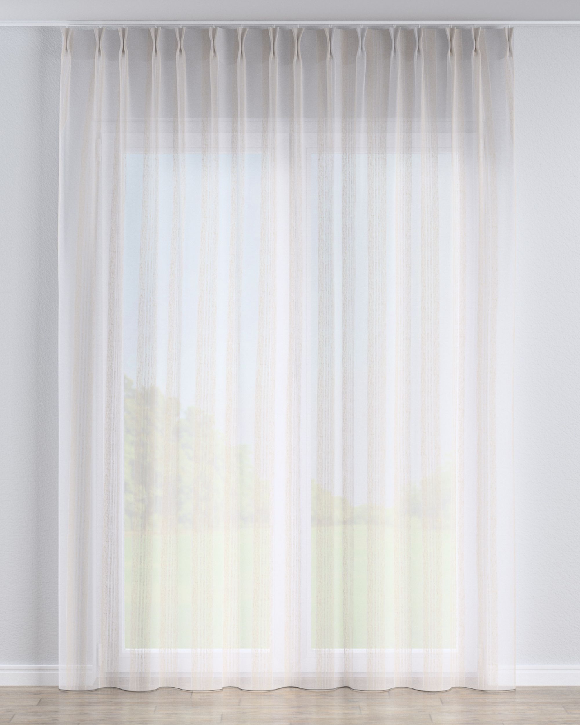 Voilage sur les crochets flex doubles couleur crème tissu semi-transparent, tresse, à motifs