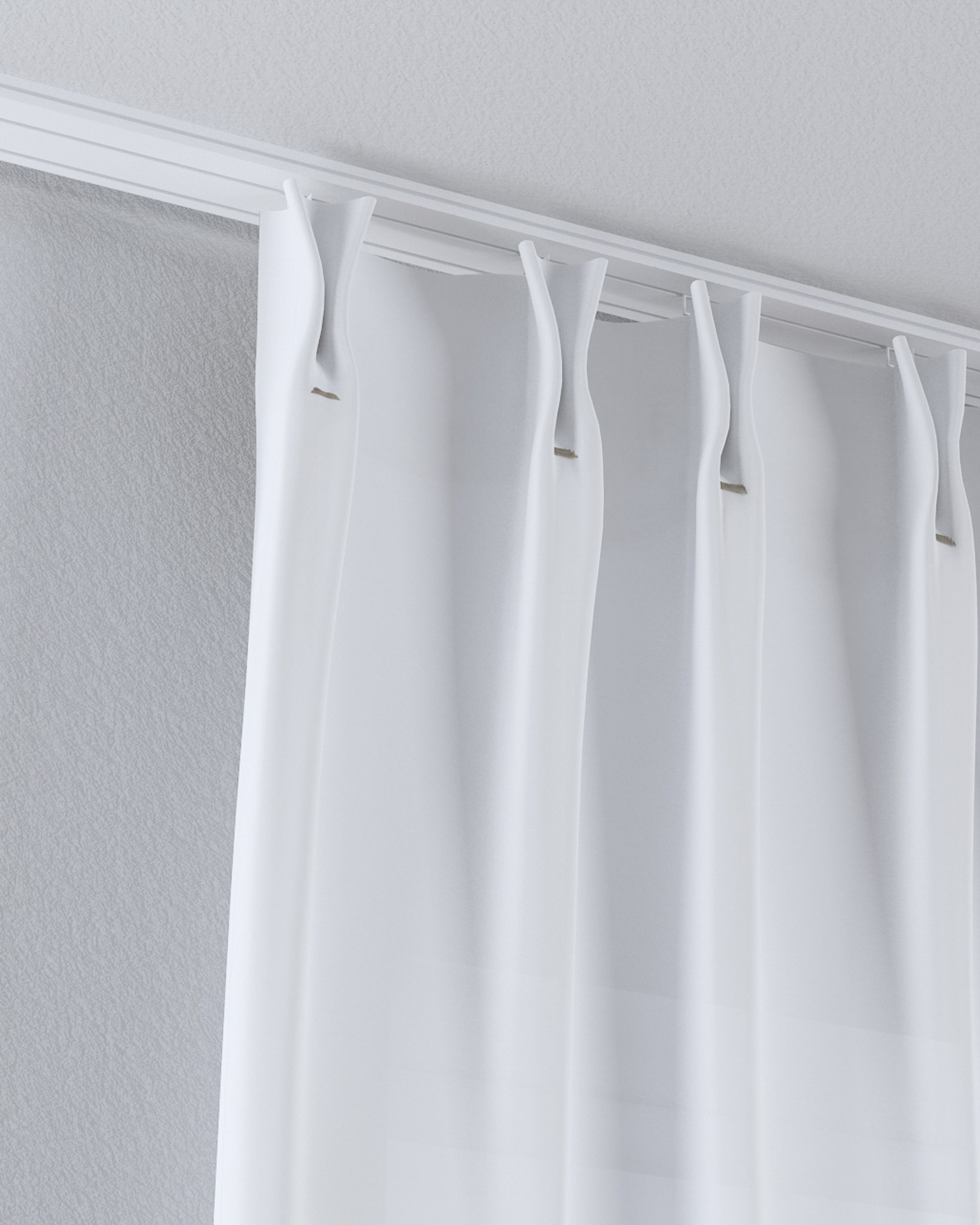 Voilage sur les crochets flex doubles couleur blanc tissu semi-transparent, tresse (hover)
