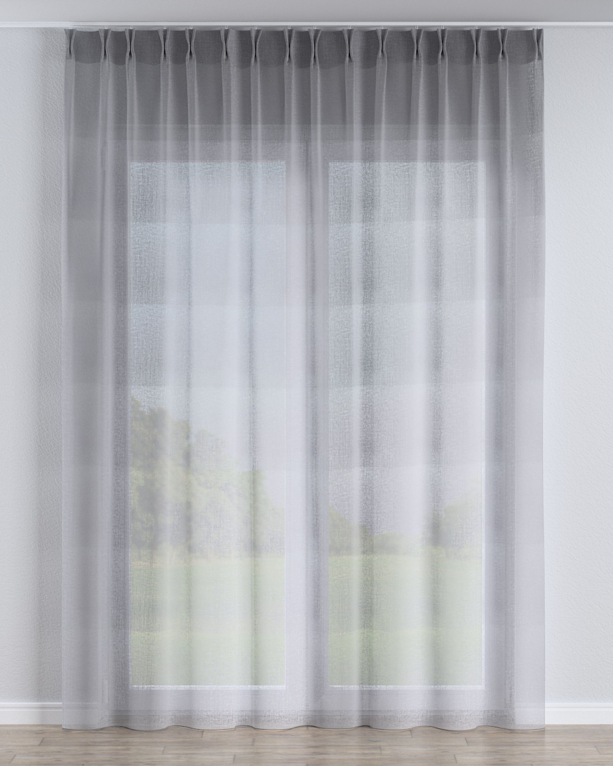 Voilage sur les crochets flex doubles couleur gris tissu semi-transparent, tresse