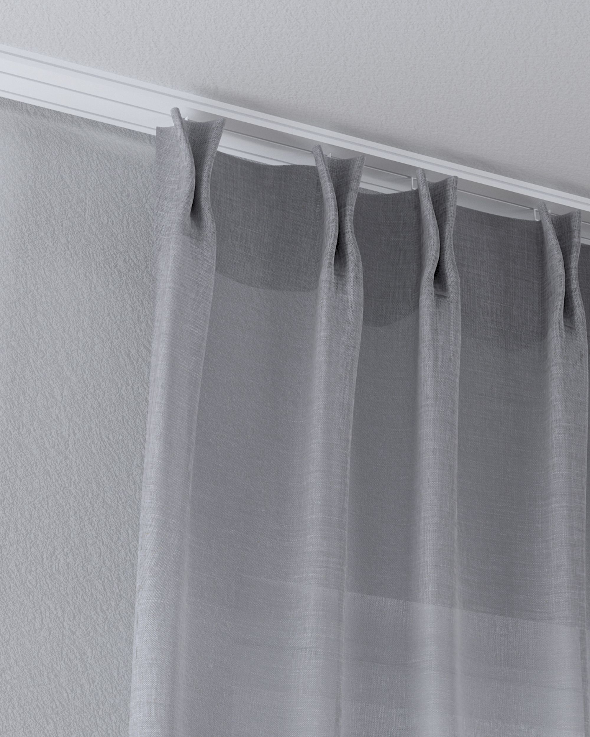 Voilage sur les crochets flex doubles couleur gris tissu semi-transparent, tresse (hover)