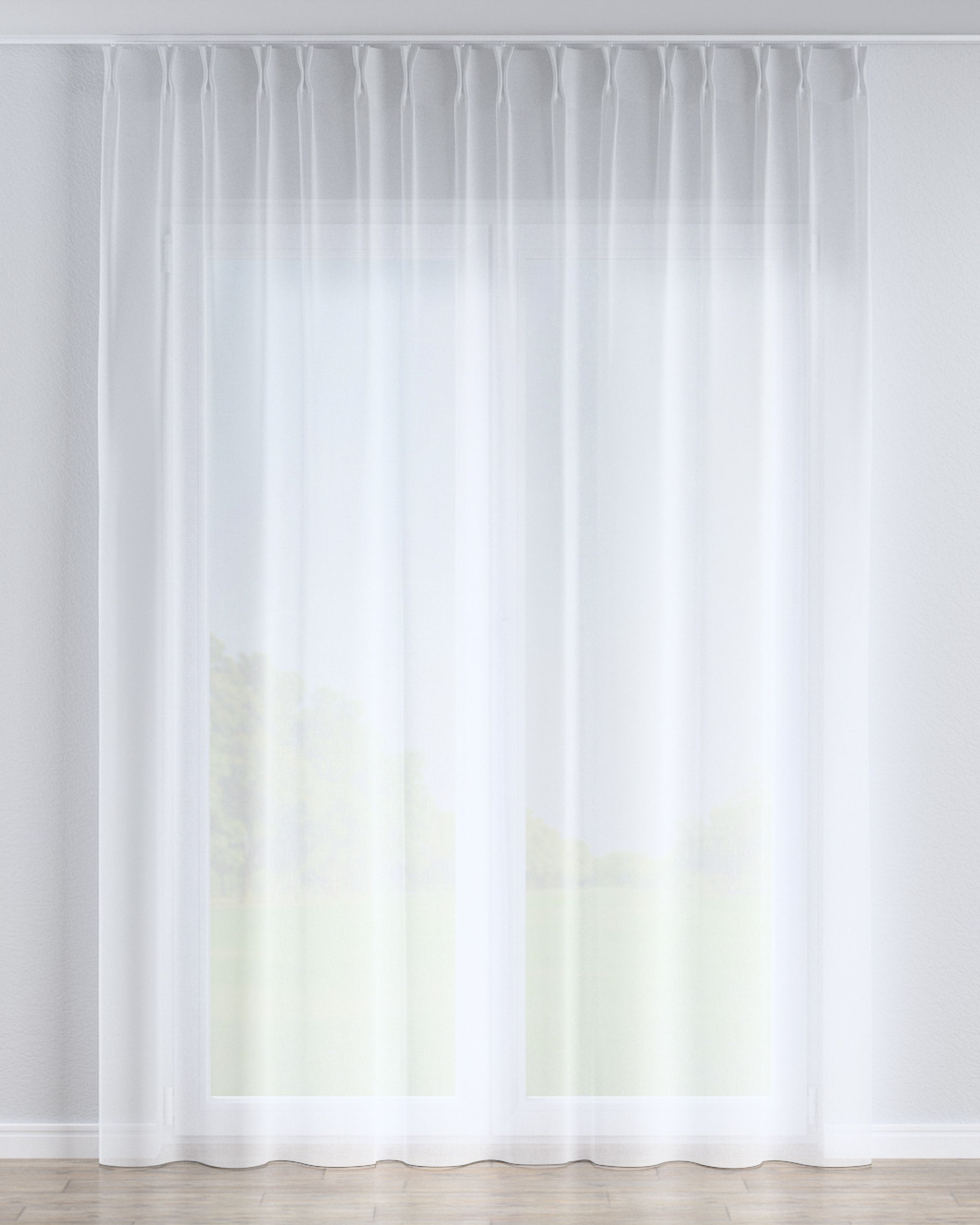 Voilage sur les crochets flex doubles couleur blanc tissu semi-transparent, tresse
