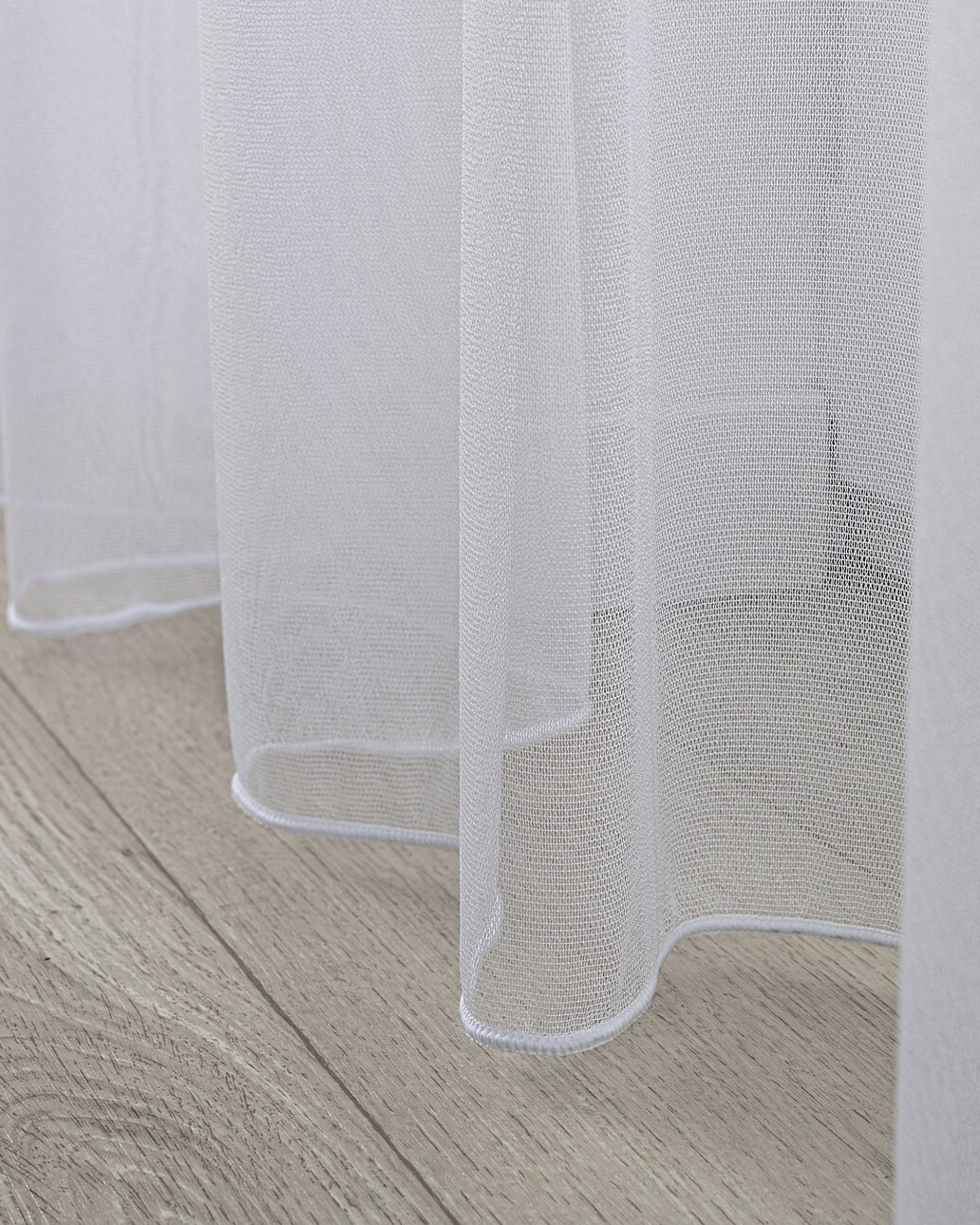 Voilage sur les crochets flex doubles couleur blanc tissu semi-transparent, brillant, tresse (hover)