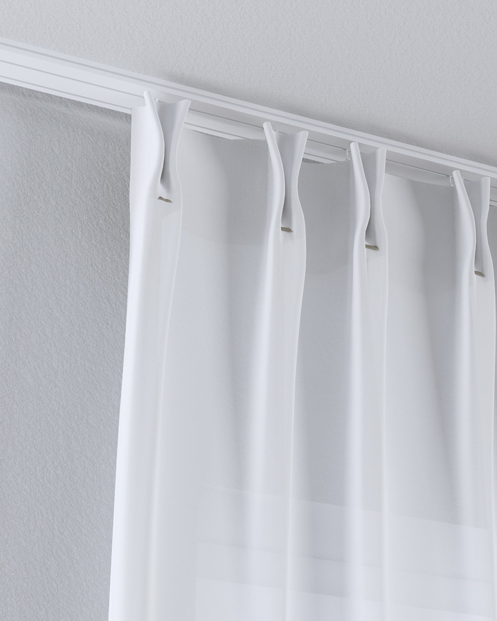 Voilage sur les crochets flex doubles couleur blanc tissu semi-transparent, tresse (hover)