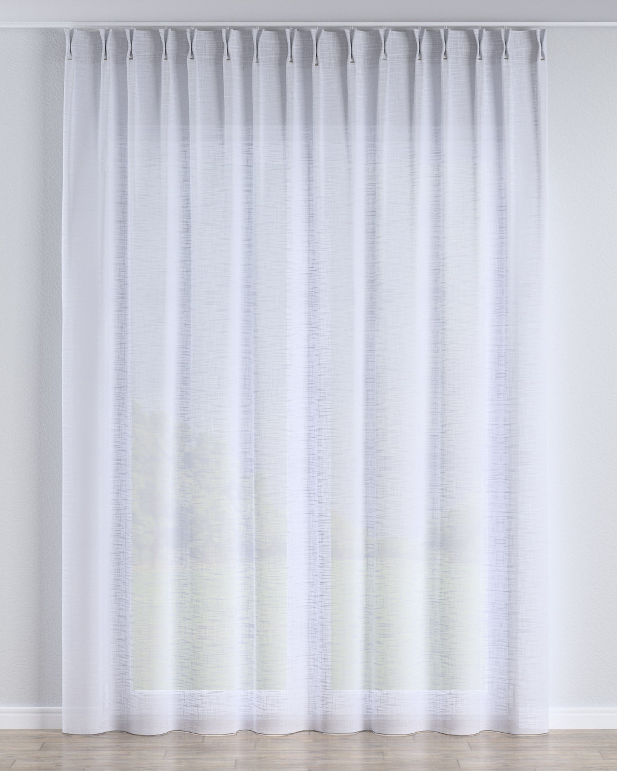 Voilage sur les crochets flex doubles couleur blanc tissu semi-transparent, tresse