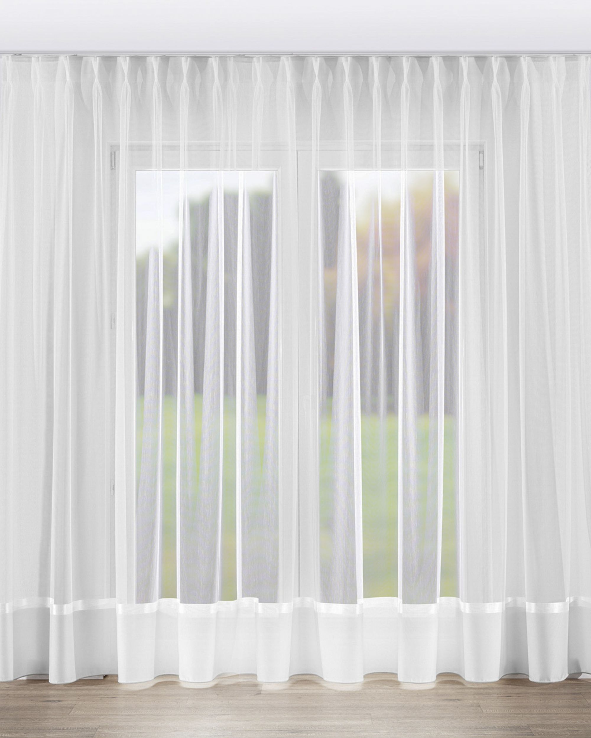 Voilage sur les crochets flex doubles couleur blanc tissu semi-transparent