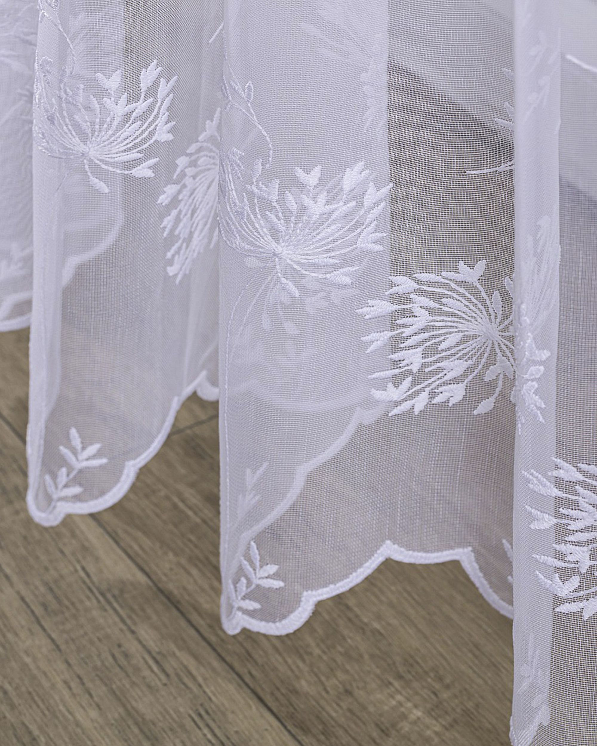 Voilage sur les crochets flex doubles couleur blanc tissu semi-transparent, tresse, à motifs (hover)