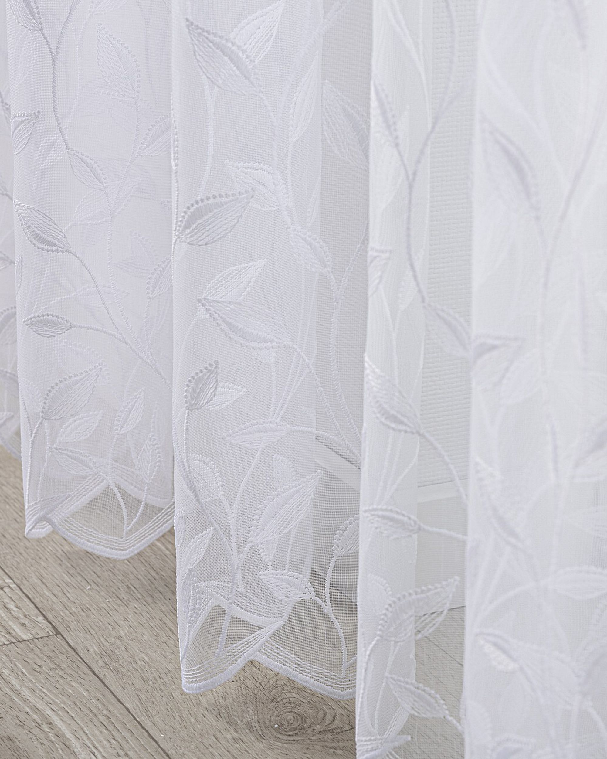 Voilage sur les crochets flex doubles couleur blanc tissu semi-transparent, tresse, à motifs (hover)