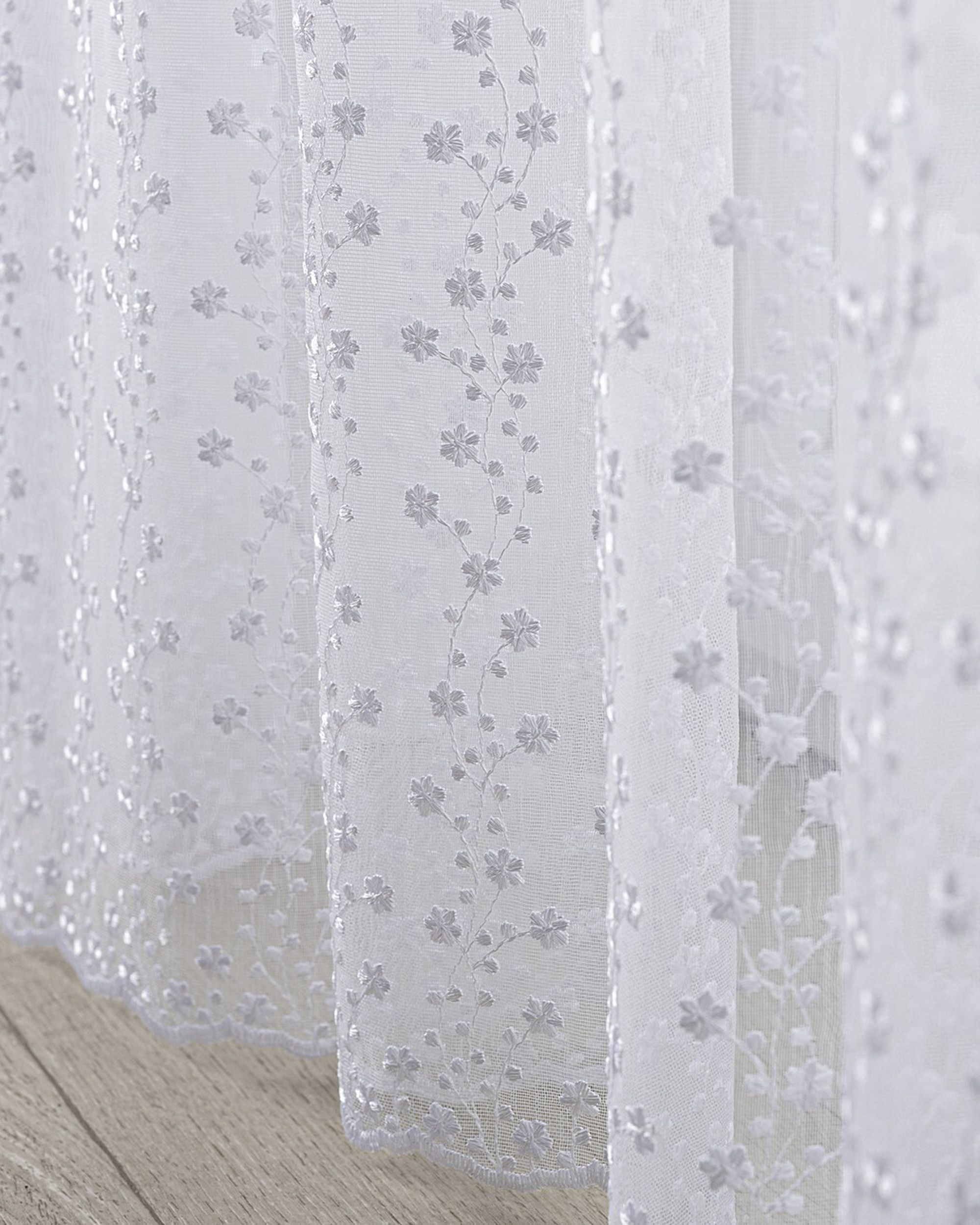 Voilage sur les crochets flex doubles couleur blanc tissu semi-transparent, tresse, à motifs (hover)