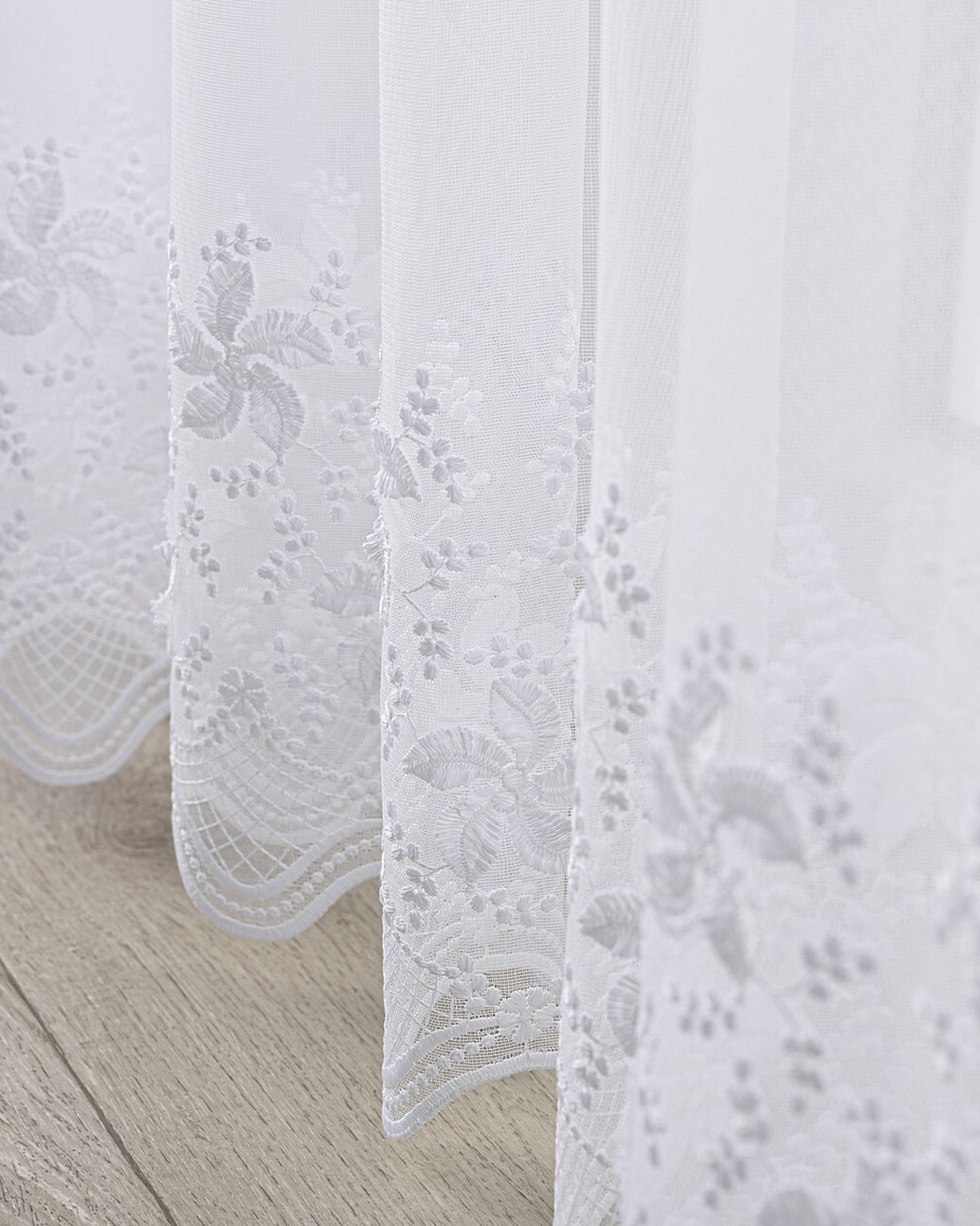Voilage sur les crochets flex doubles couleur blanc tissu semi-transparent, tresse, à motifs (hover)