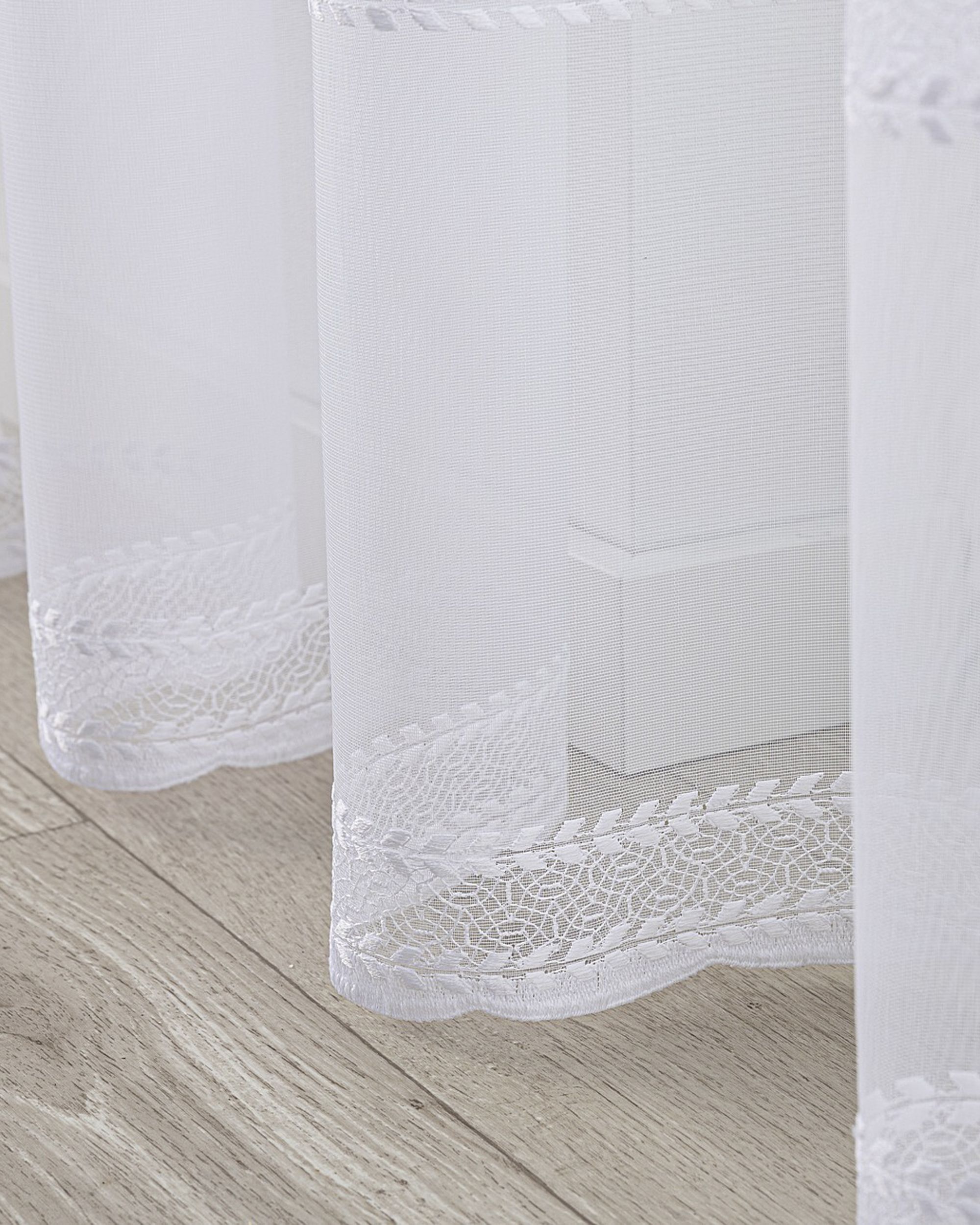 Voilage sur les crochets flex doubles couleur blanc tissu semi-transparent, tresse, à motifs (hover)