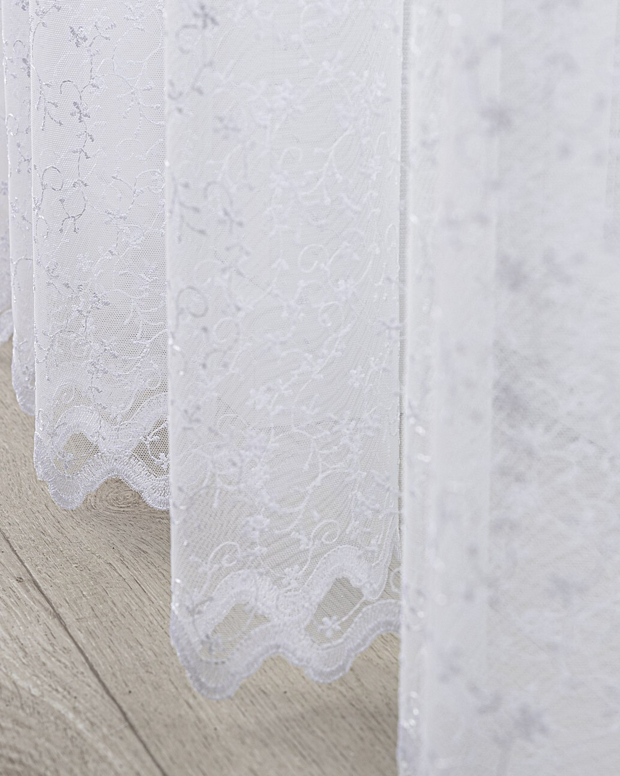 Voilage sur les crochets flex doubles couleur blanc tissu semi-transparent, tresse, à motifs (hover)