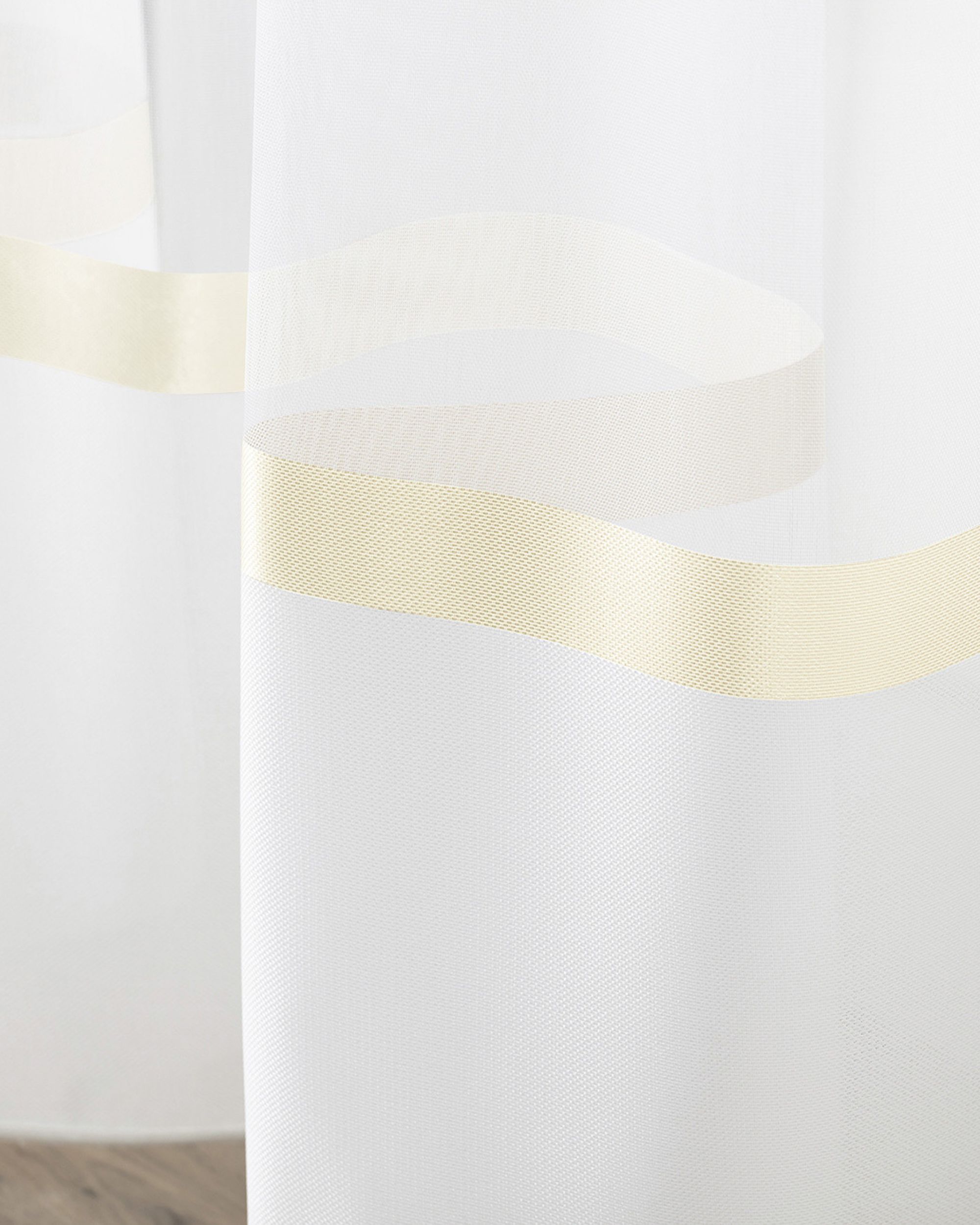 Voilage sur les crochets flex doubles couleur crème tissu semi-transparent (hover)