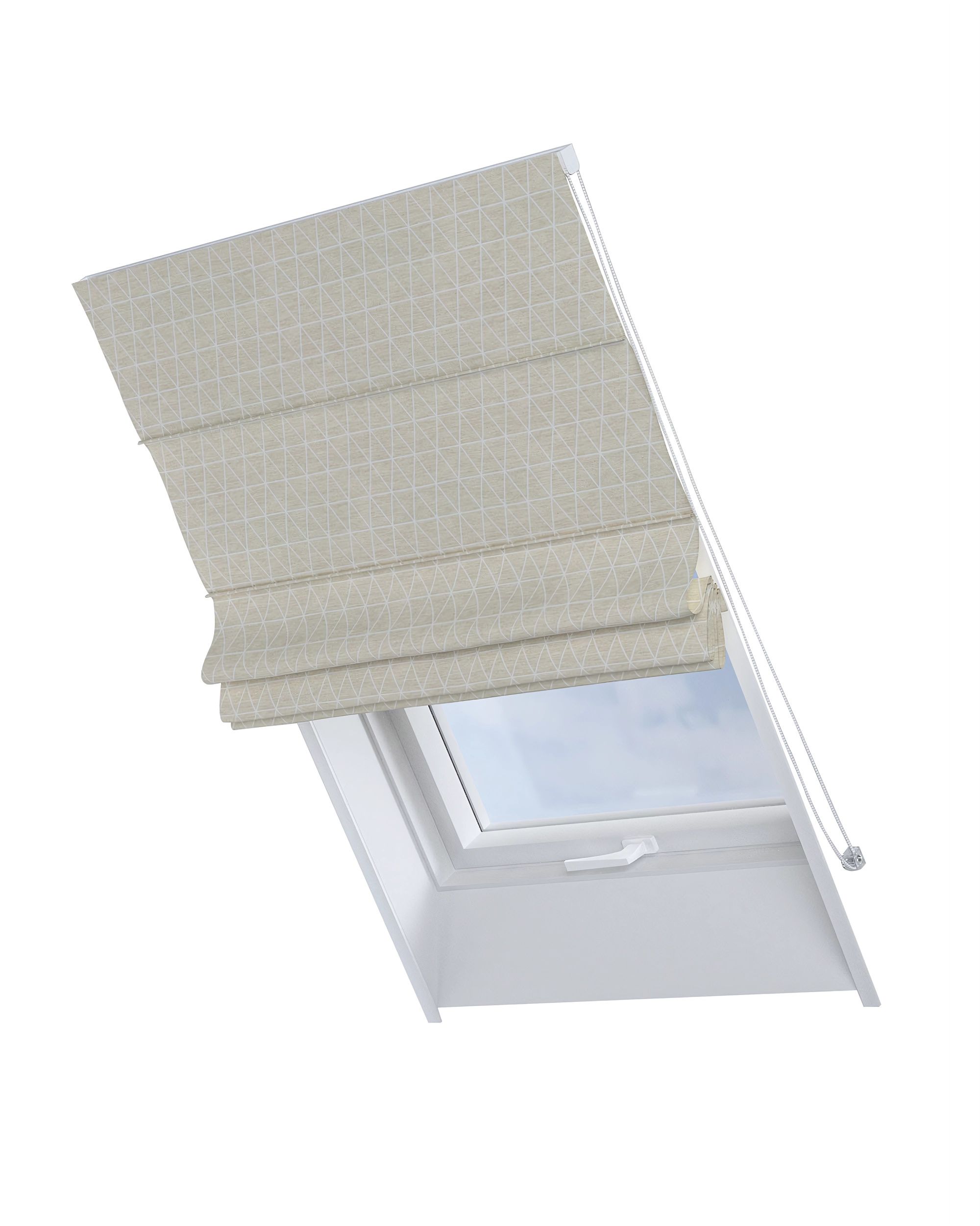 Store romain pour fenêtre de toit Rimini couleur beige tissu tresse, à motifs