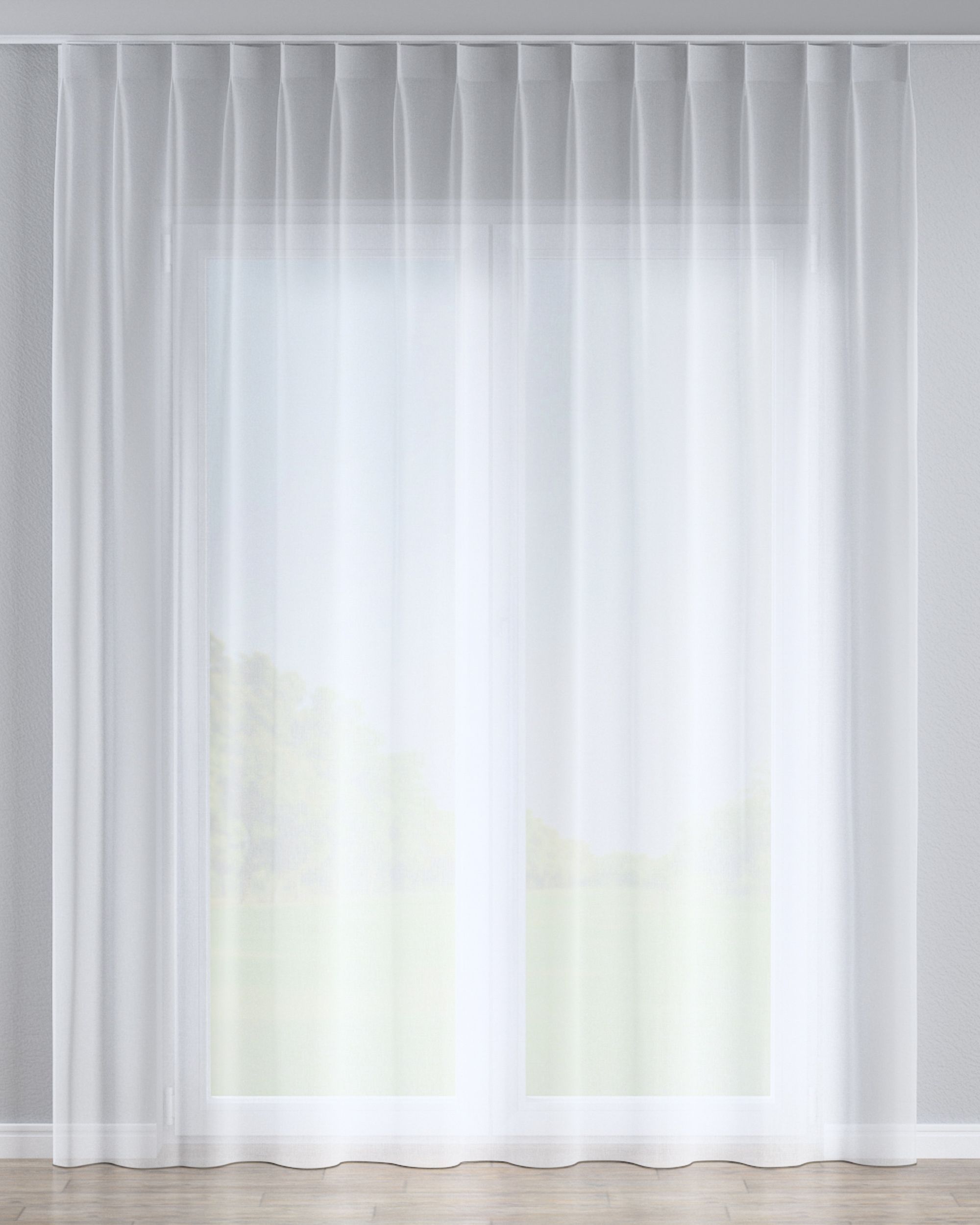 Voilage sur les crochets flex simples couleur blanc tissu semi-transparent, tresse