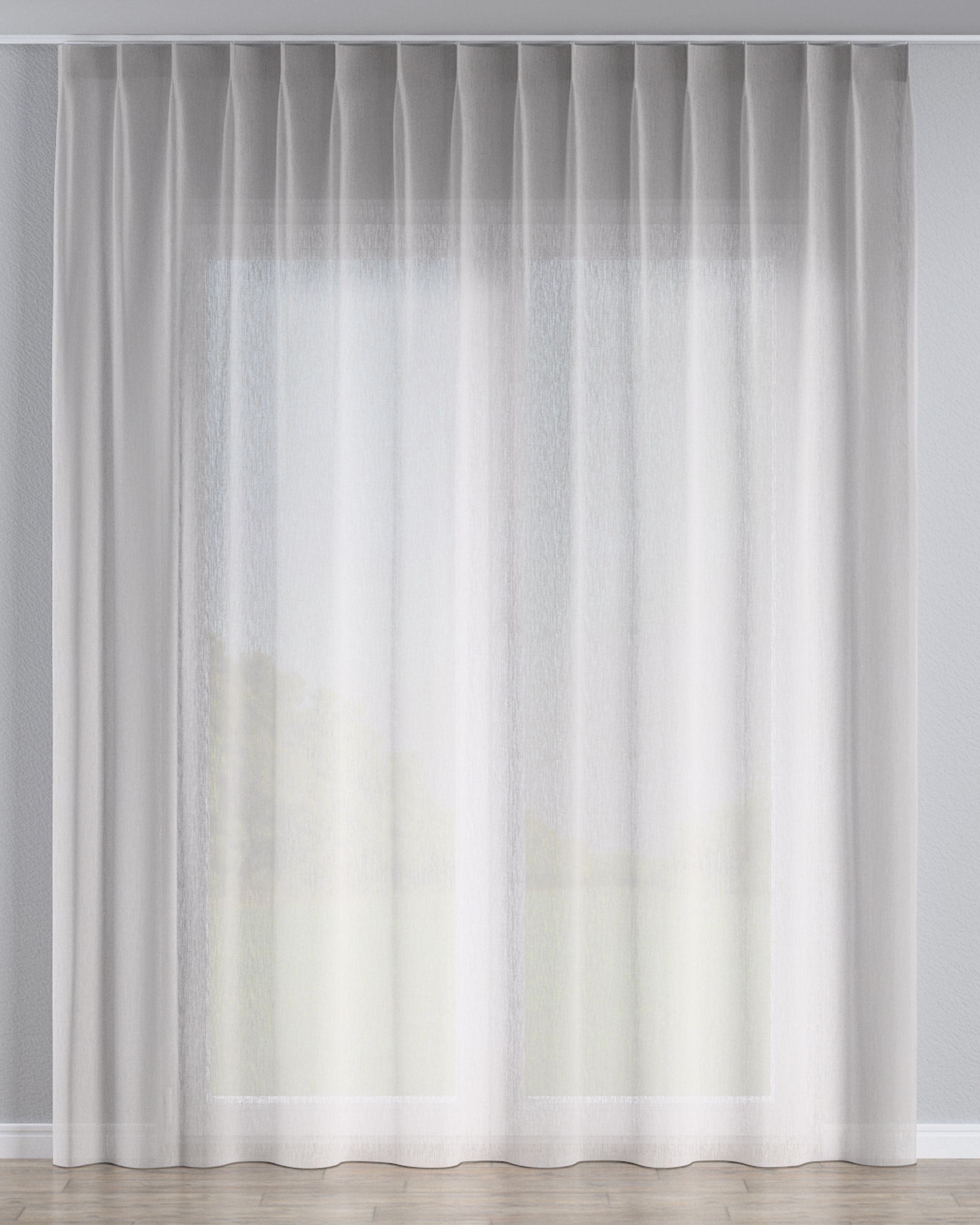 Voilage sur les crochets flex simples couleur beige tissu semi-transparent, tresse