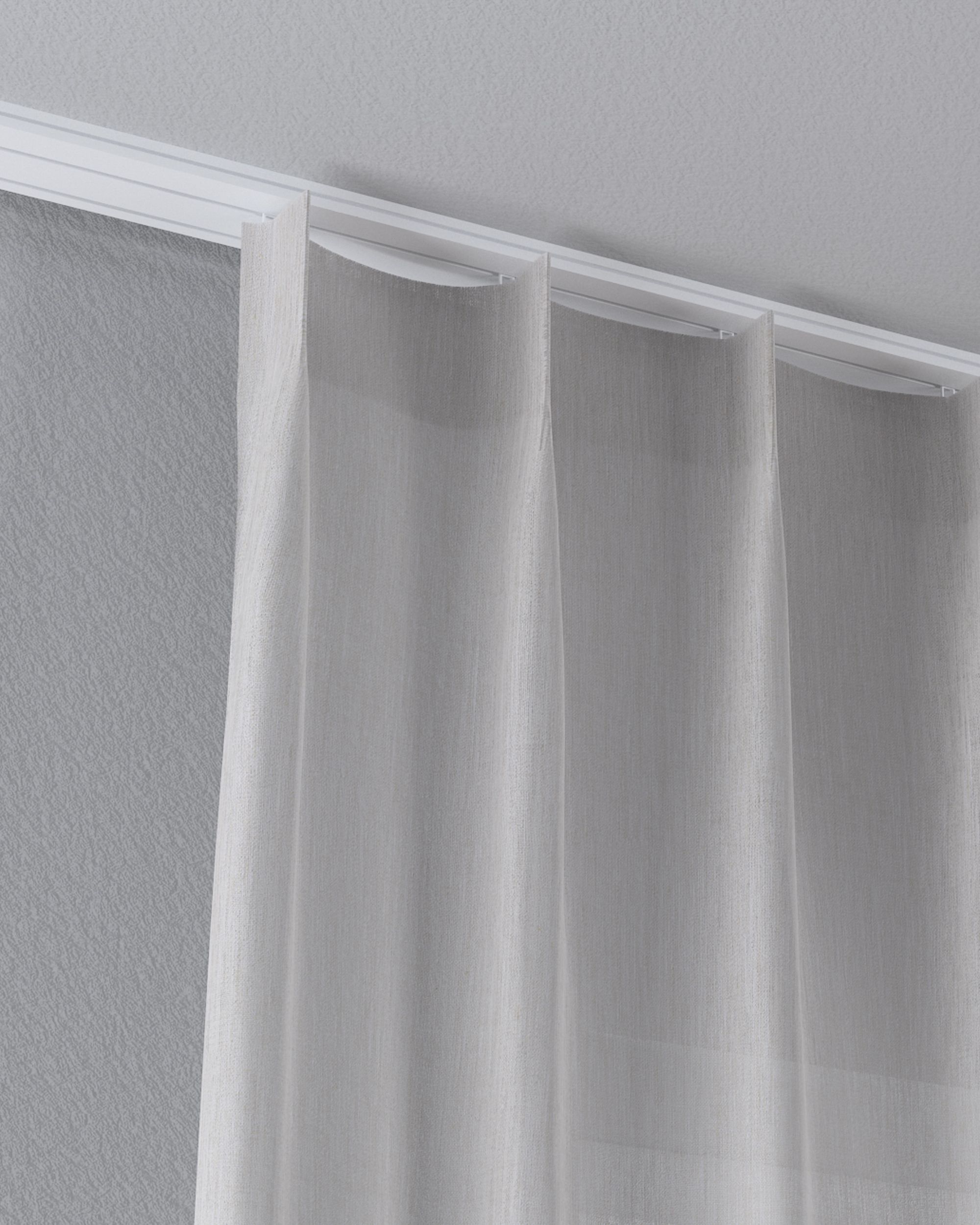 Voilage sur les crochets flex simples couleur beige tissu semi-transparent, tresse (hover)