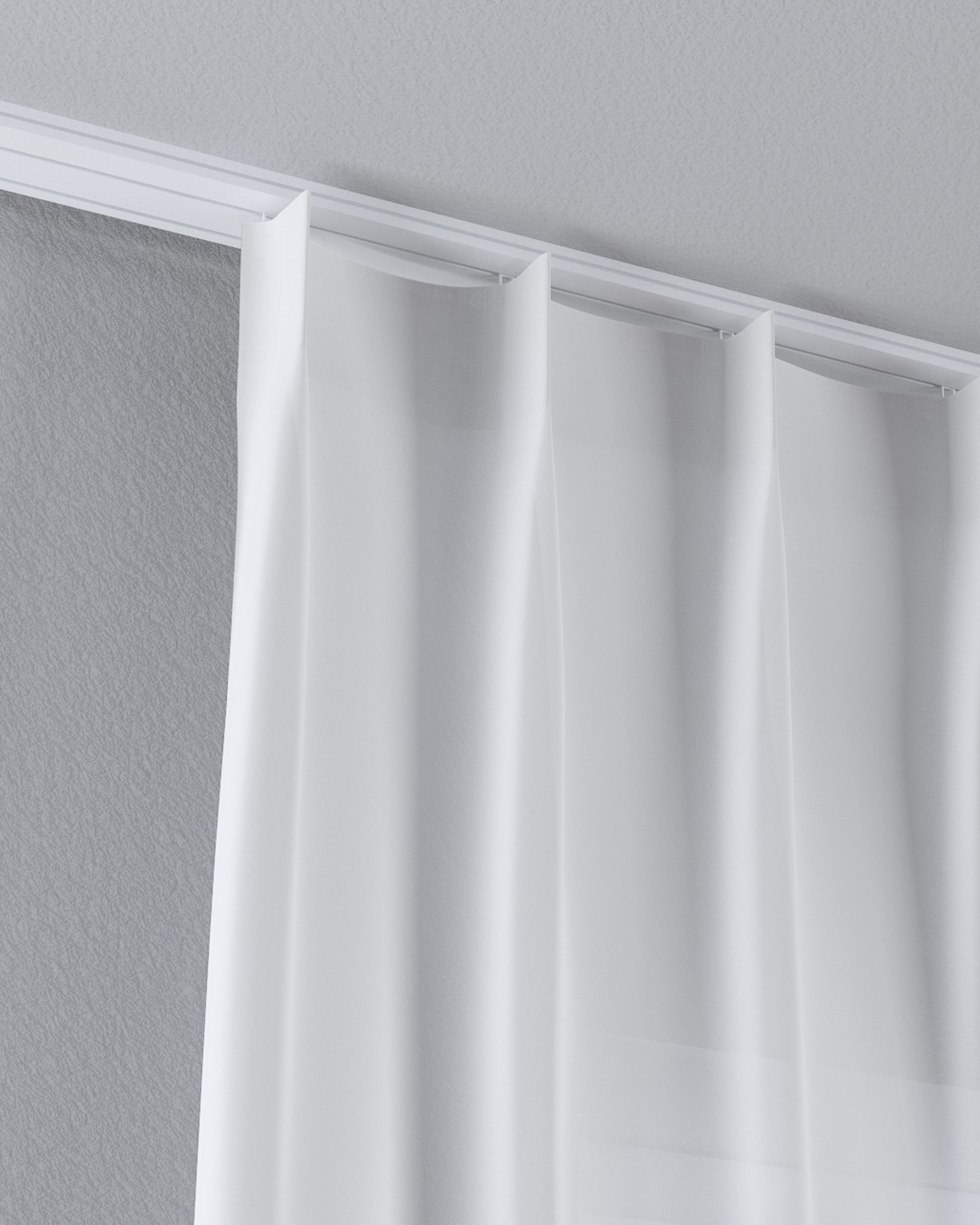 Voilage sur les crochets flex simples couleur crème tissu semi-transparent, tresse (hover)
