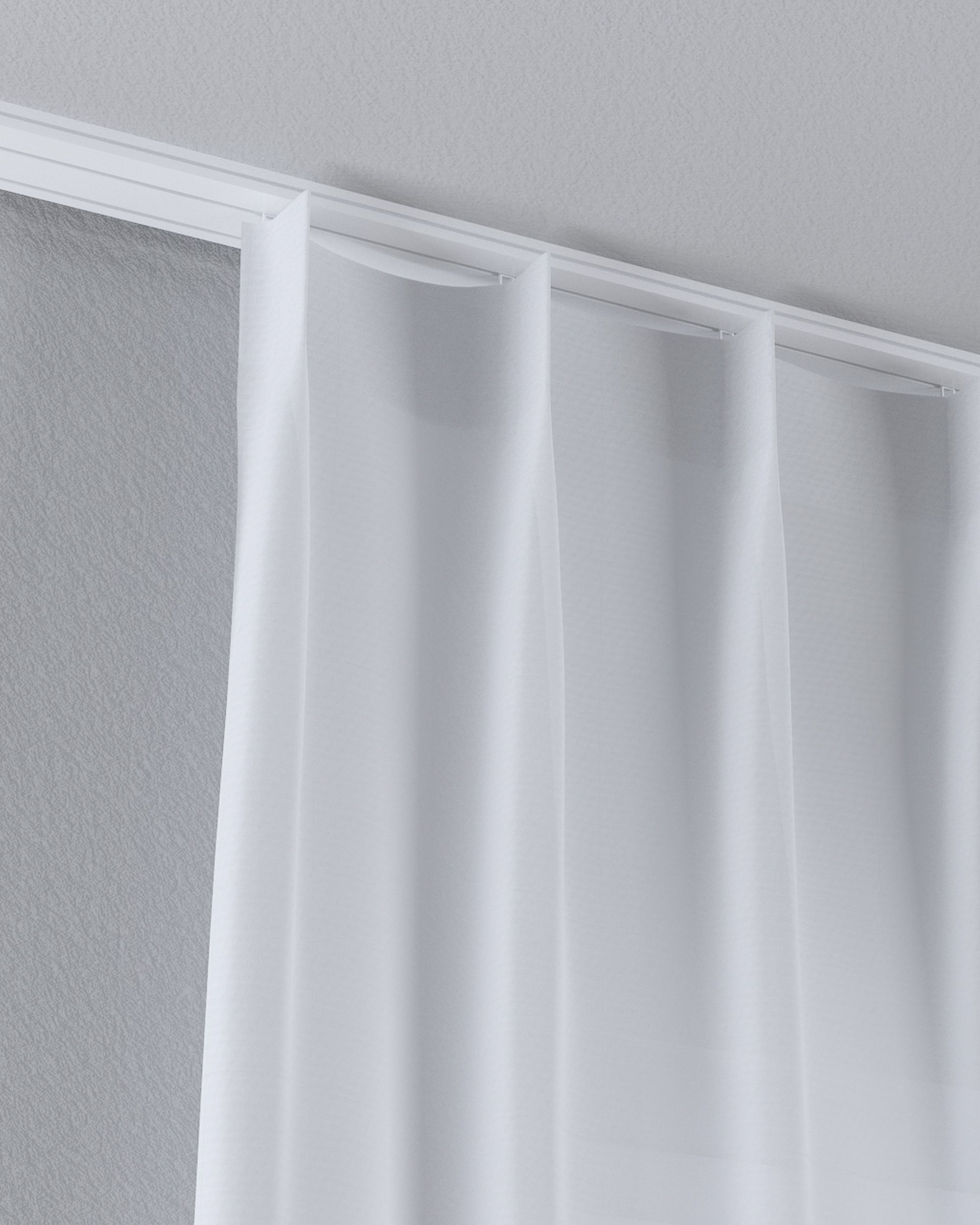 Voilage sur les crochets flex simples couleur blanc tissu semi-transparent, tresse (hover)