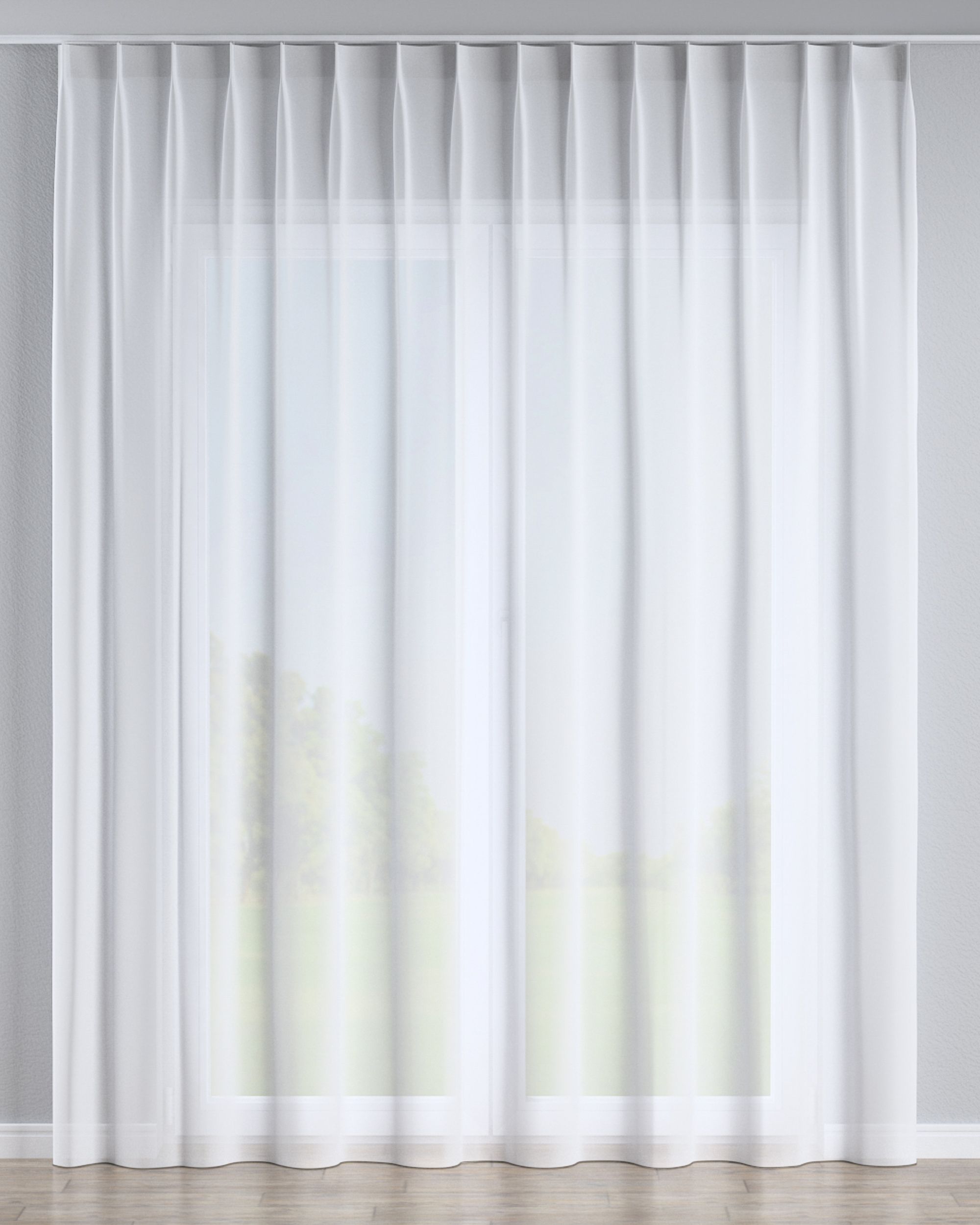 Voilage sur les crochets flex simples couleur blanc tissu semi-transparent, tresse
