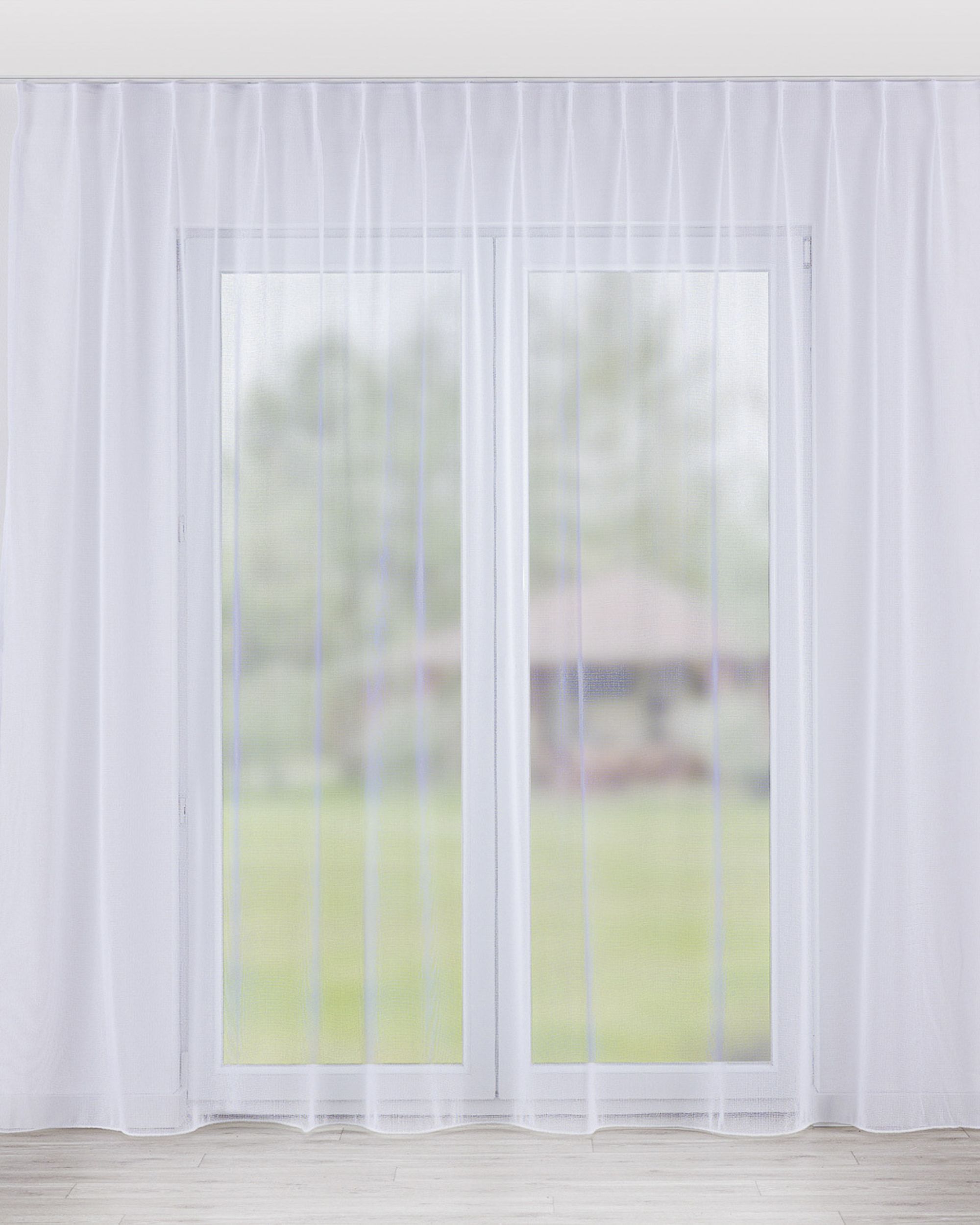 Voilage sur les crochets flex simples couleur blanc tissu semi-transparent, tresse