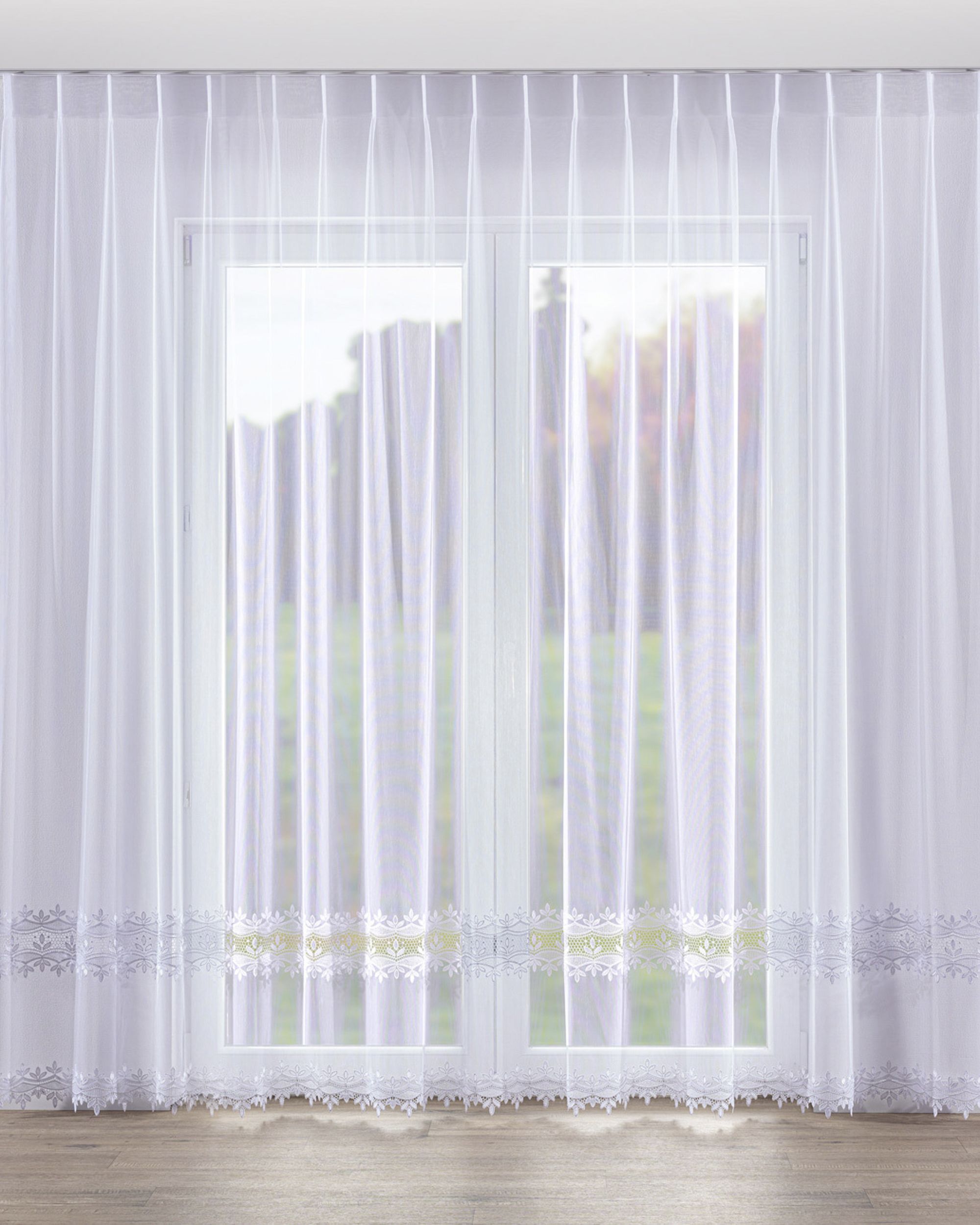 Voilage sur les crochets flex simples couleur blanc tissu semi-transparent, tresse, à motifs
