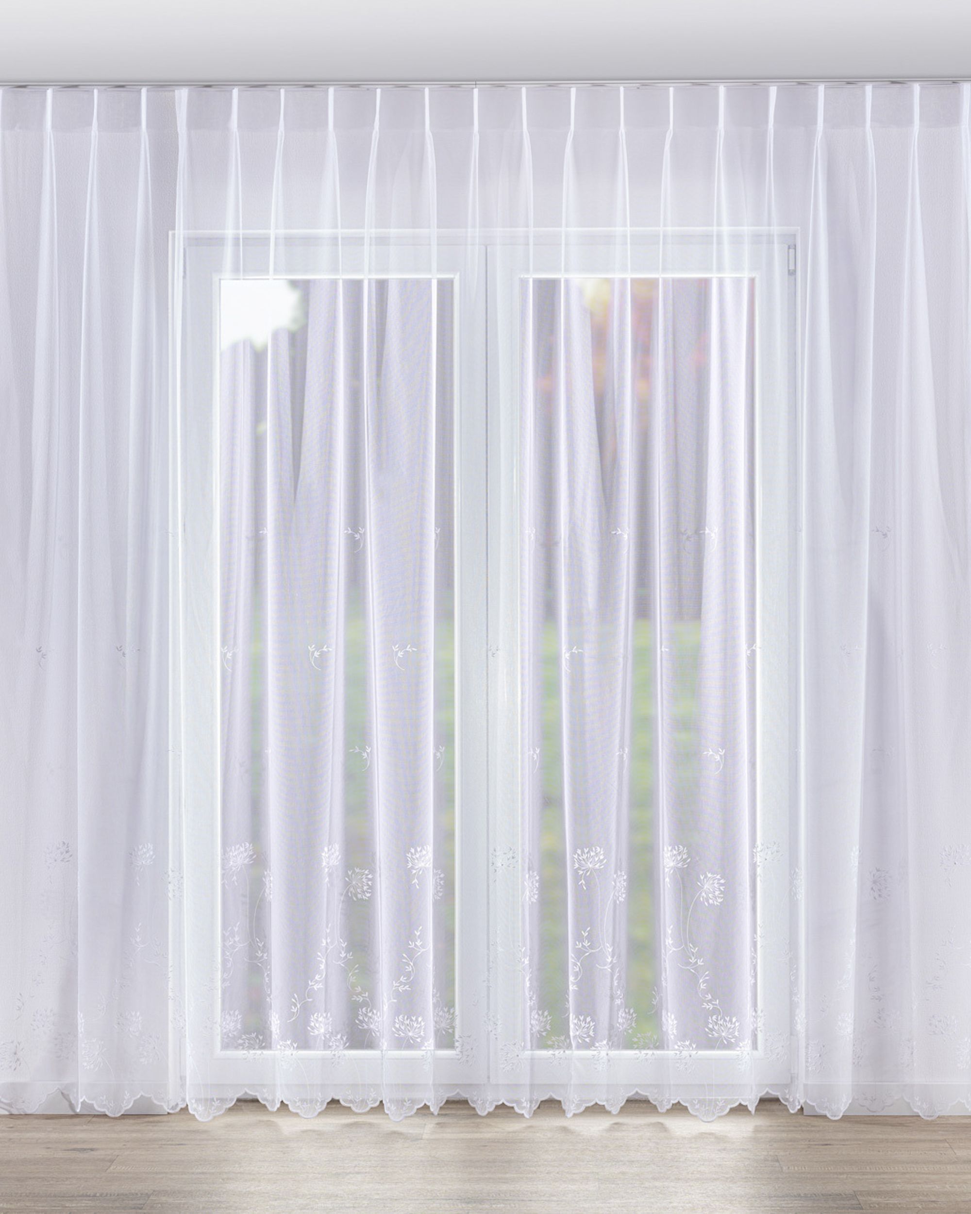Voilage sur les crochets flex simples couleur blanc tissu semi-transparent, tresse, à motifs