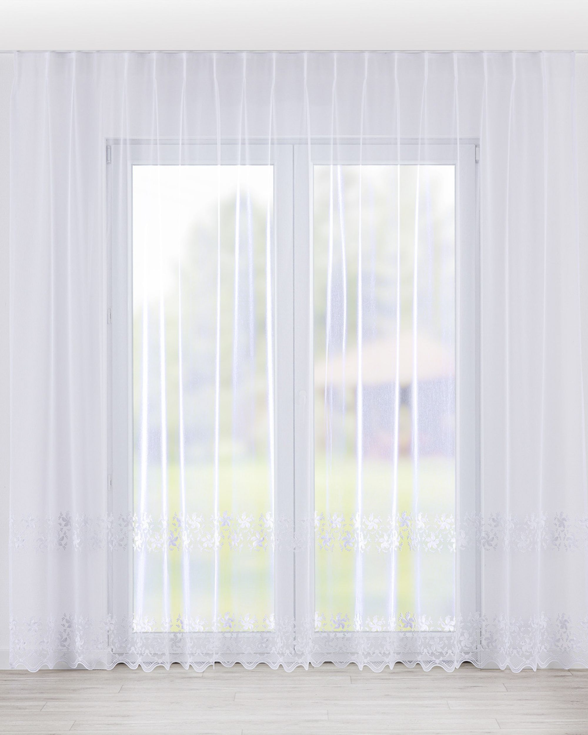 Voilage sur les crochets flex simples couleur blanc tissu semi-transparent, tresse, à motifs