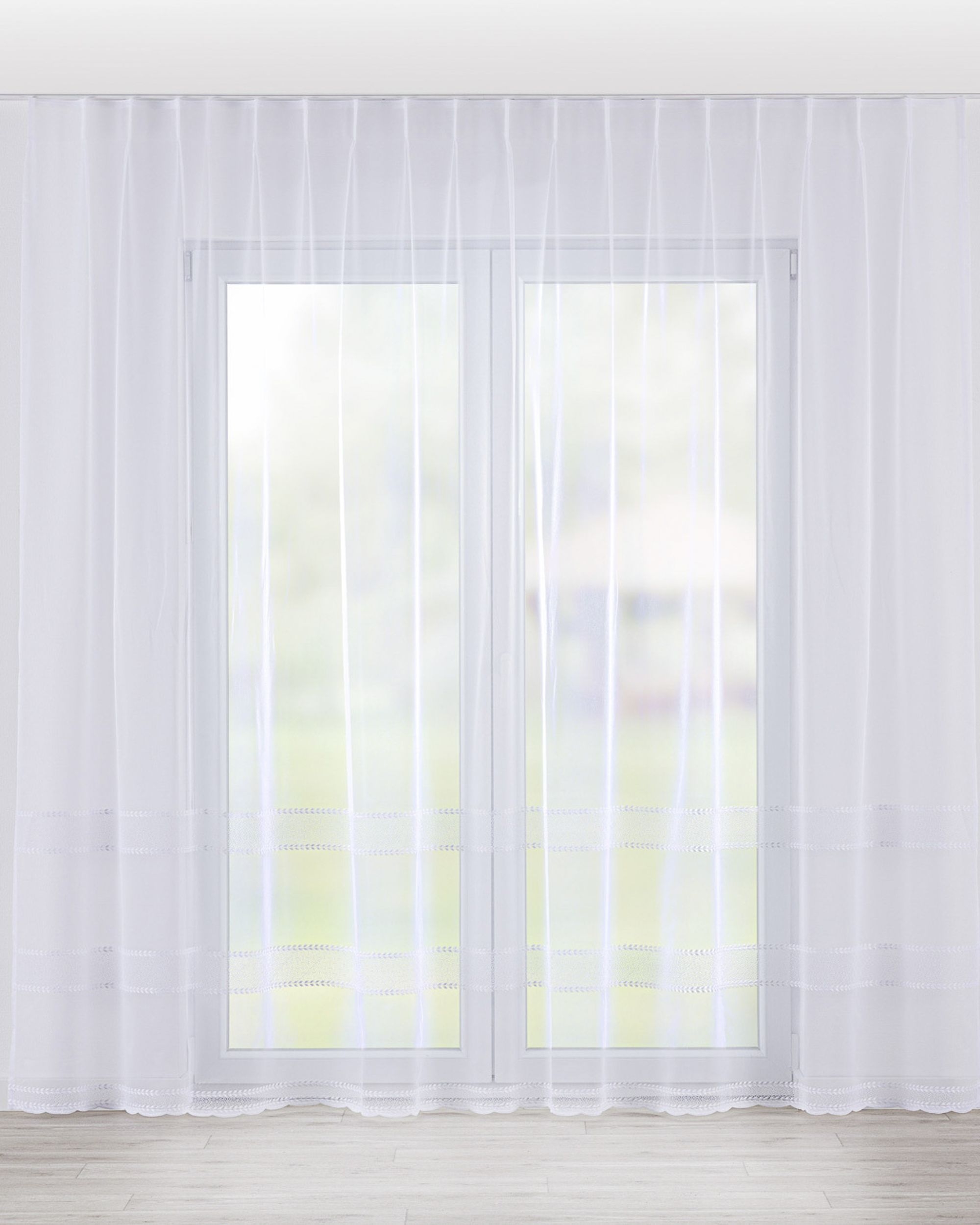 Voilage sur les crochets flex simples couleur blanc tissu semi-transparent, tresse, à motifs